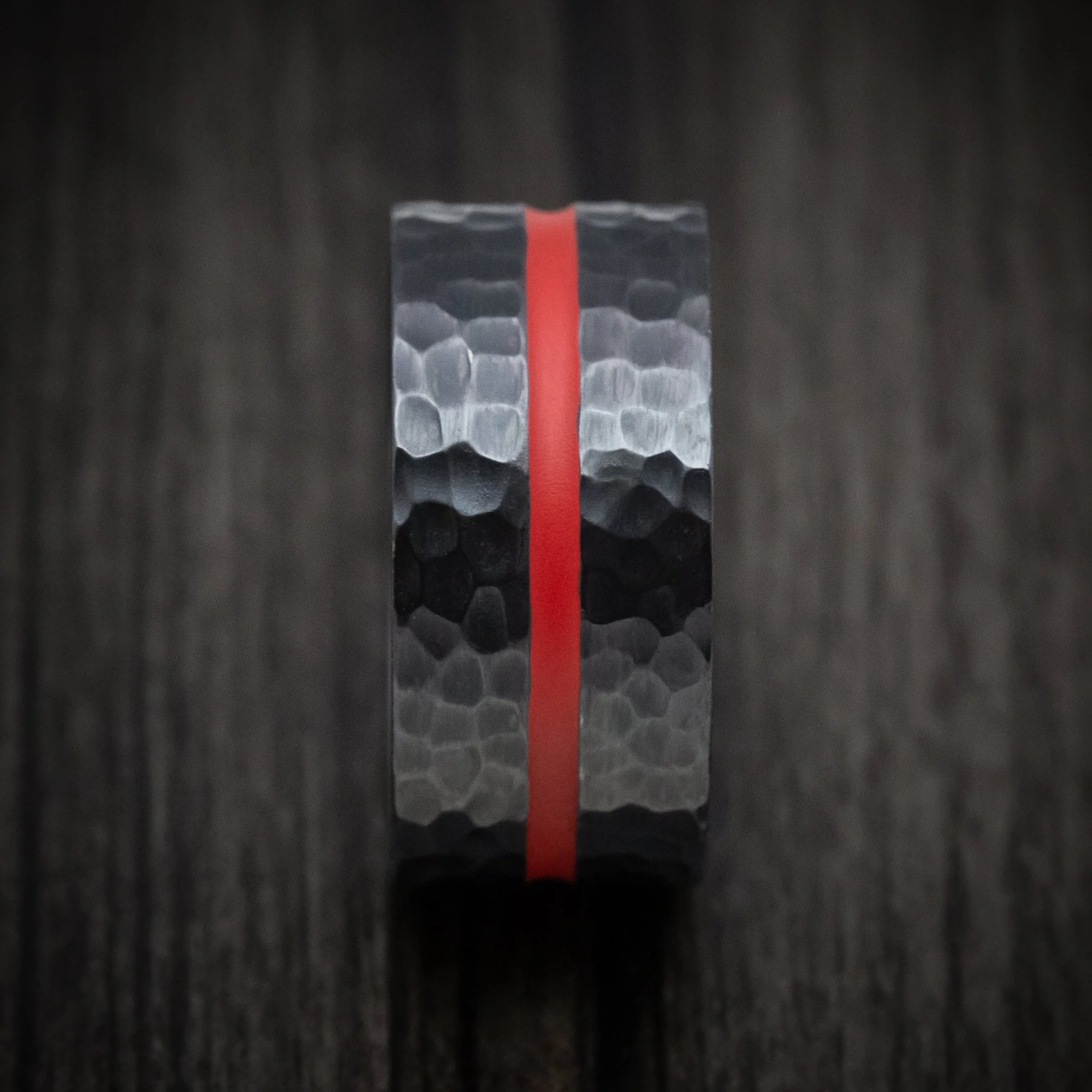 Black Titanium Wide Men's Ring with Cerakote Accent Custom Made Band - Image 3