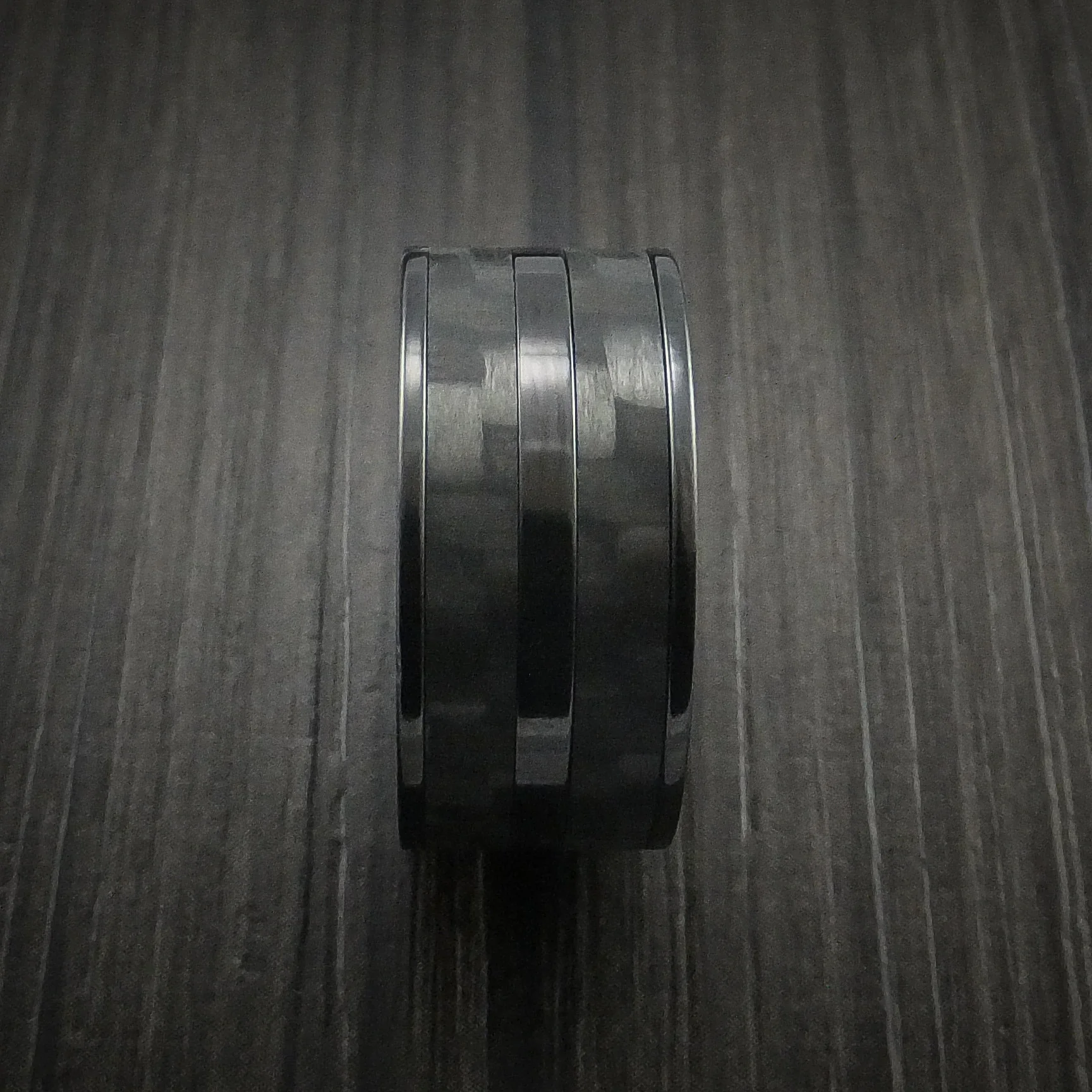 Black Zirconium Men's Ring with Black Carbon Fiber Inlay Custom Made Band - Image 4