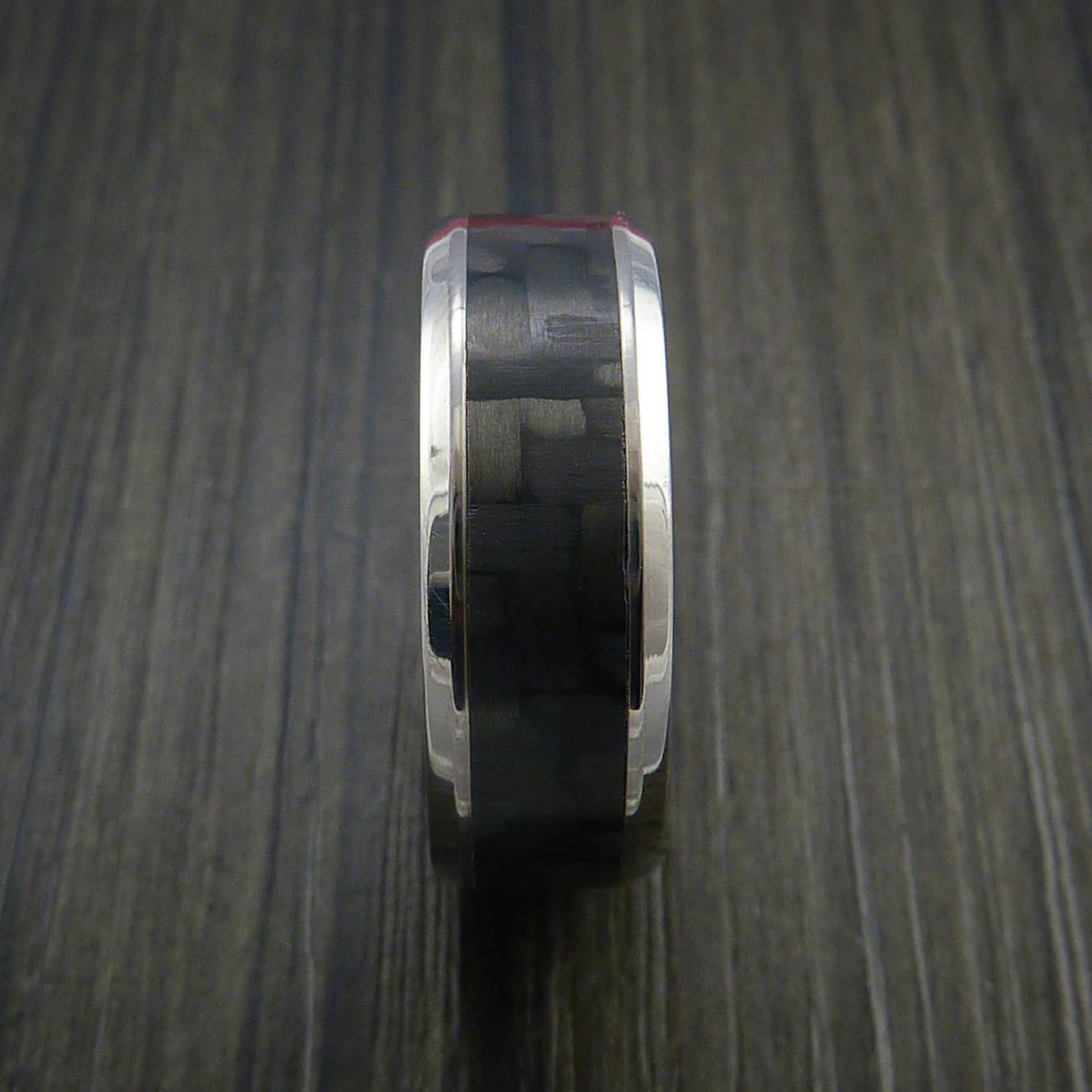 Titanium Men's Ring with Carbon Fiber Inlay Custom Made Wedding Band - Image 3
