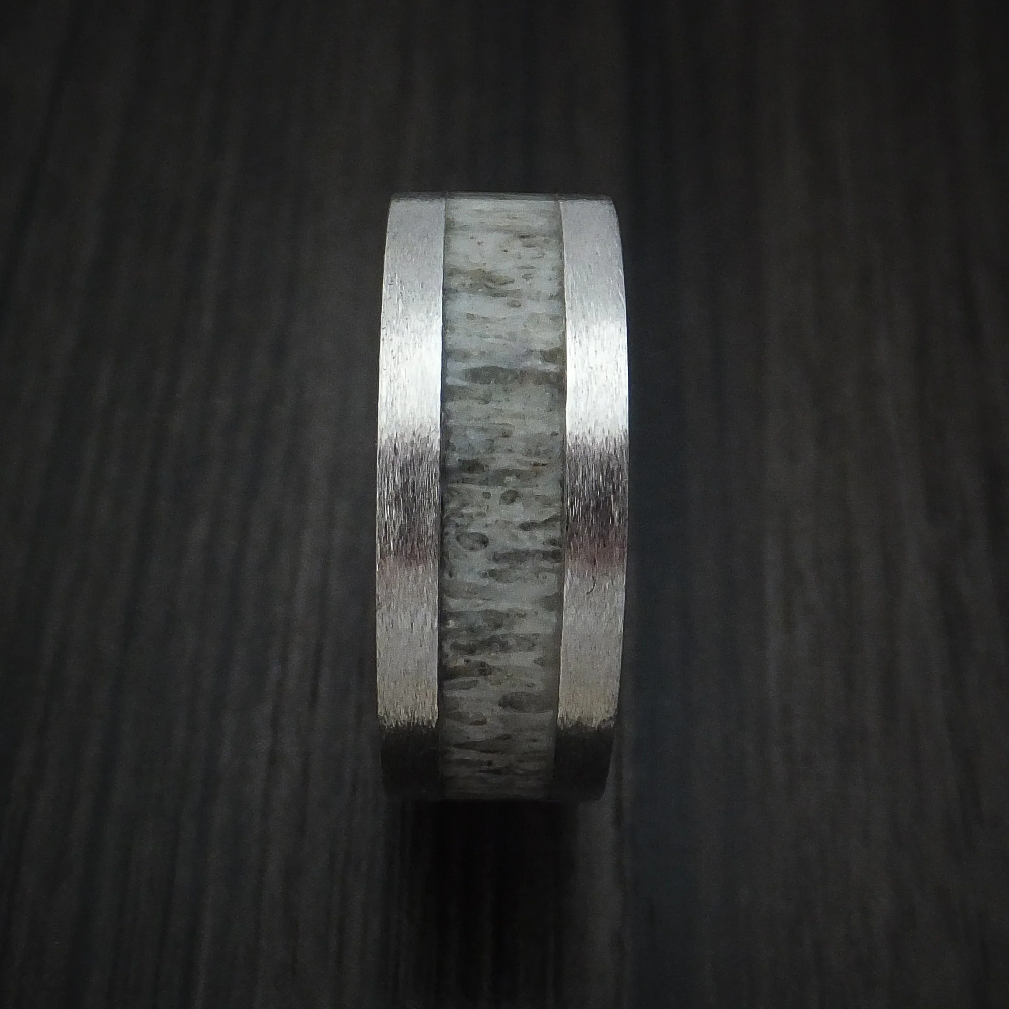 Cobalt Chrome and Antler Men's Ring Custom Made Band - Image 3