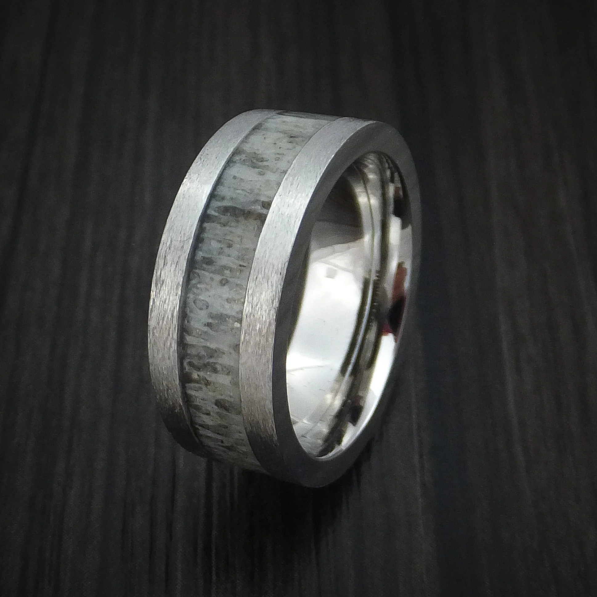 Cobalt Chrome and Antler Men's Ring Custom Made Band - Image 4