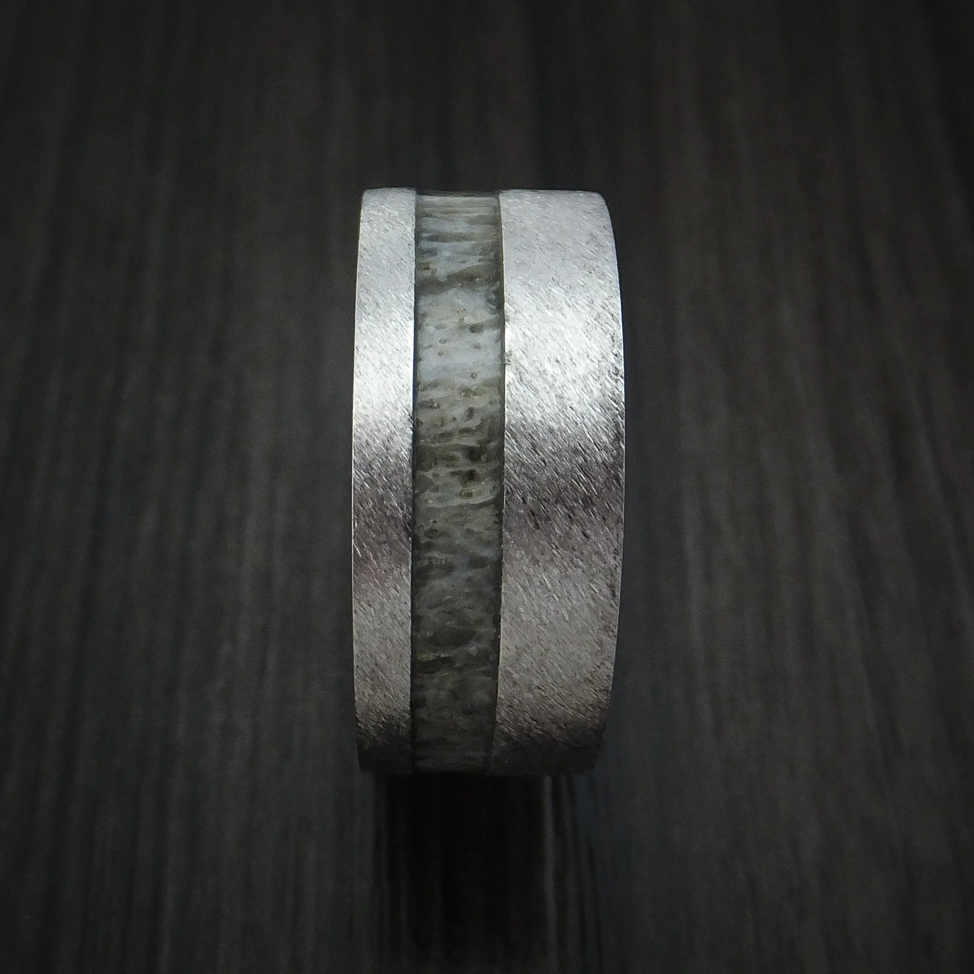 Cobalt Chrome and Antler Men's Ring Custom Made Band - Image 3