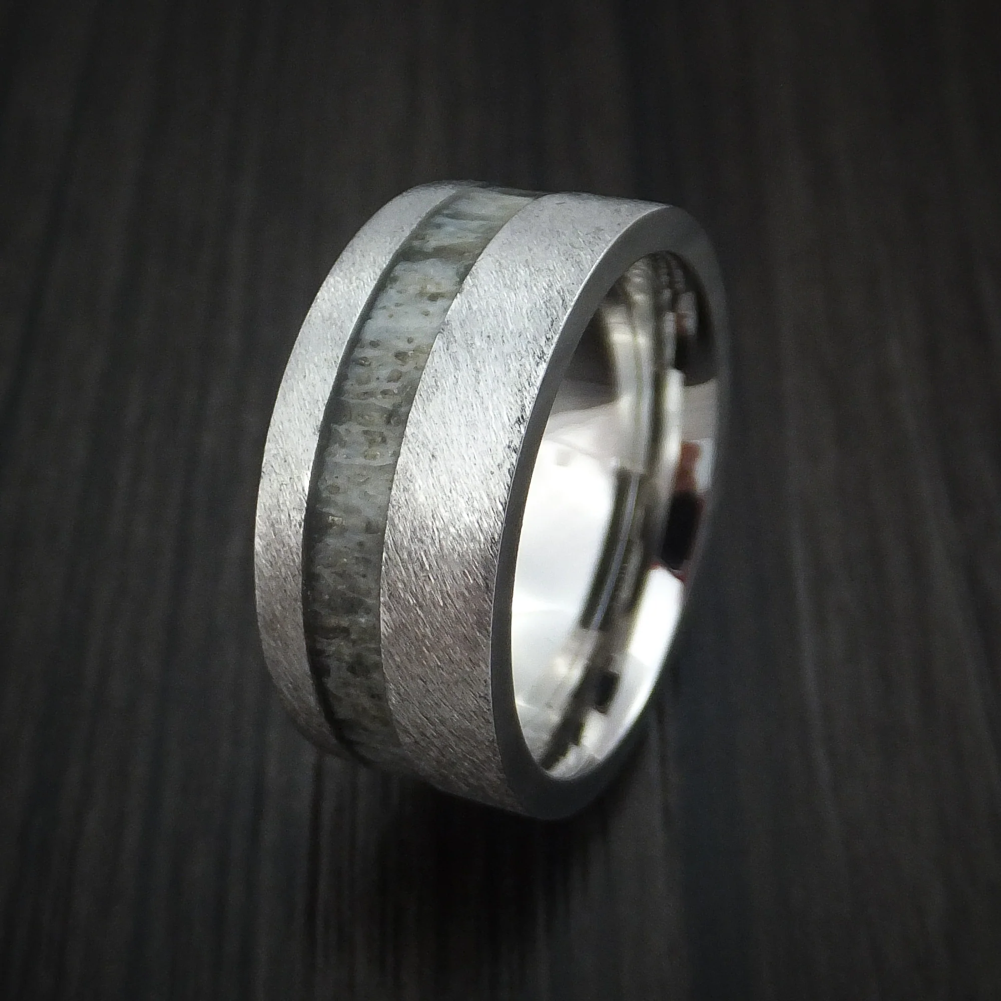 Cobalt Chrome and Antler Men's Ring Custom Made Band - Image 4
