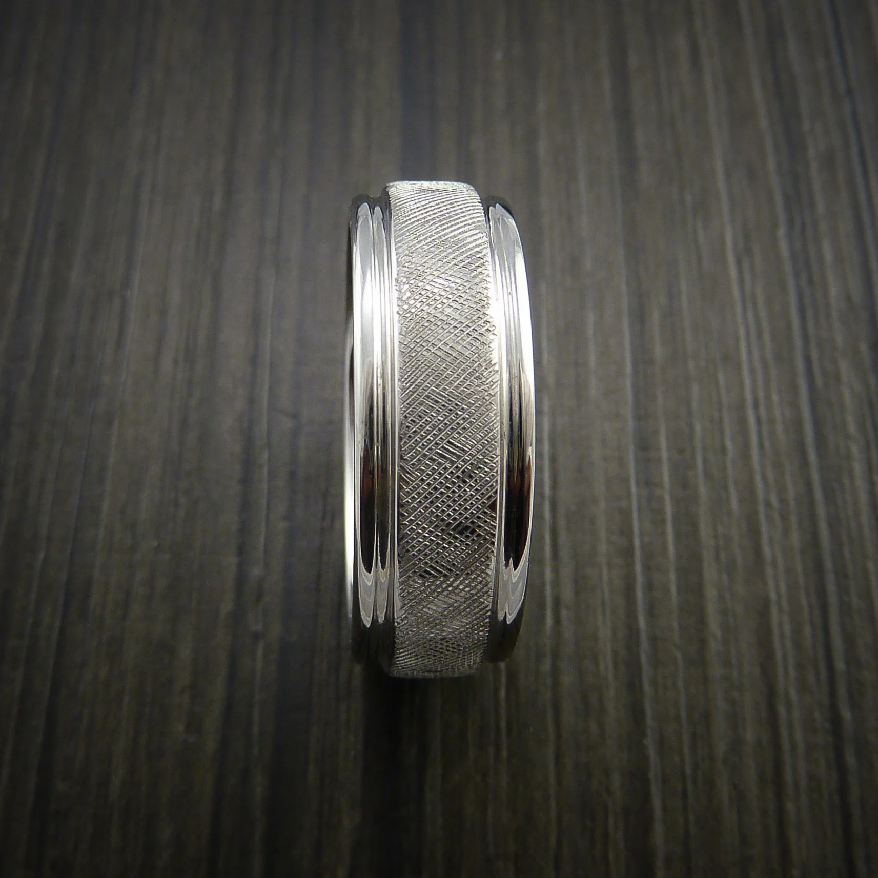 Cobalt Chrome Florentine Textured Men's Ring - Image 4