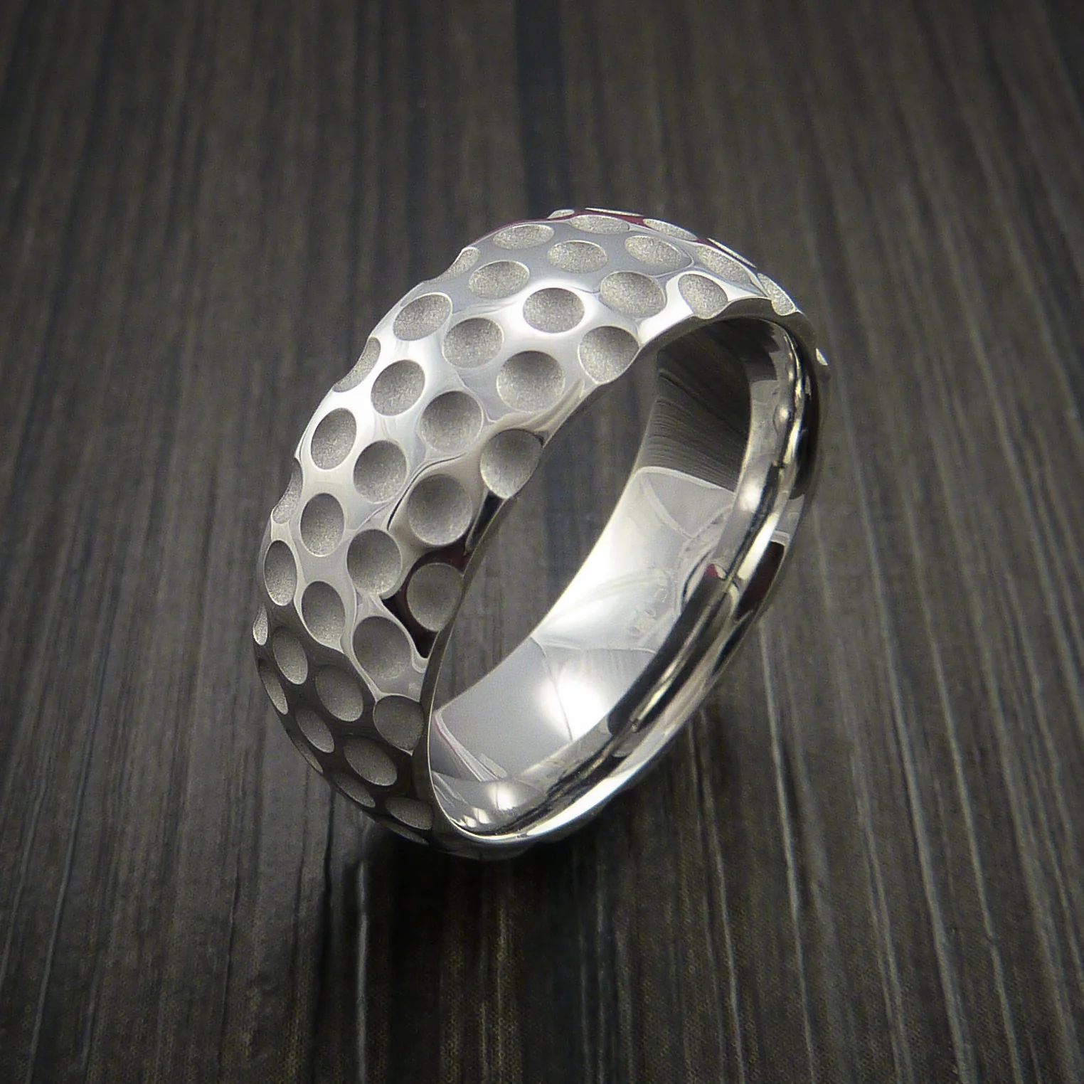 Cobalt Chrome Golf Inspired Golf Ball Sport Men's Ring - Image 3