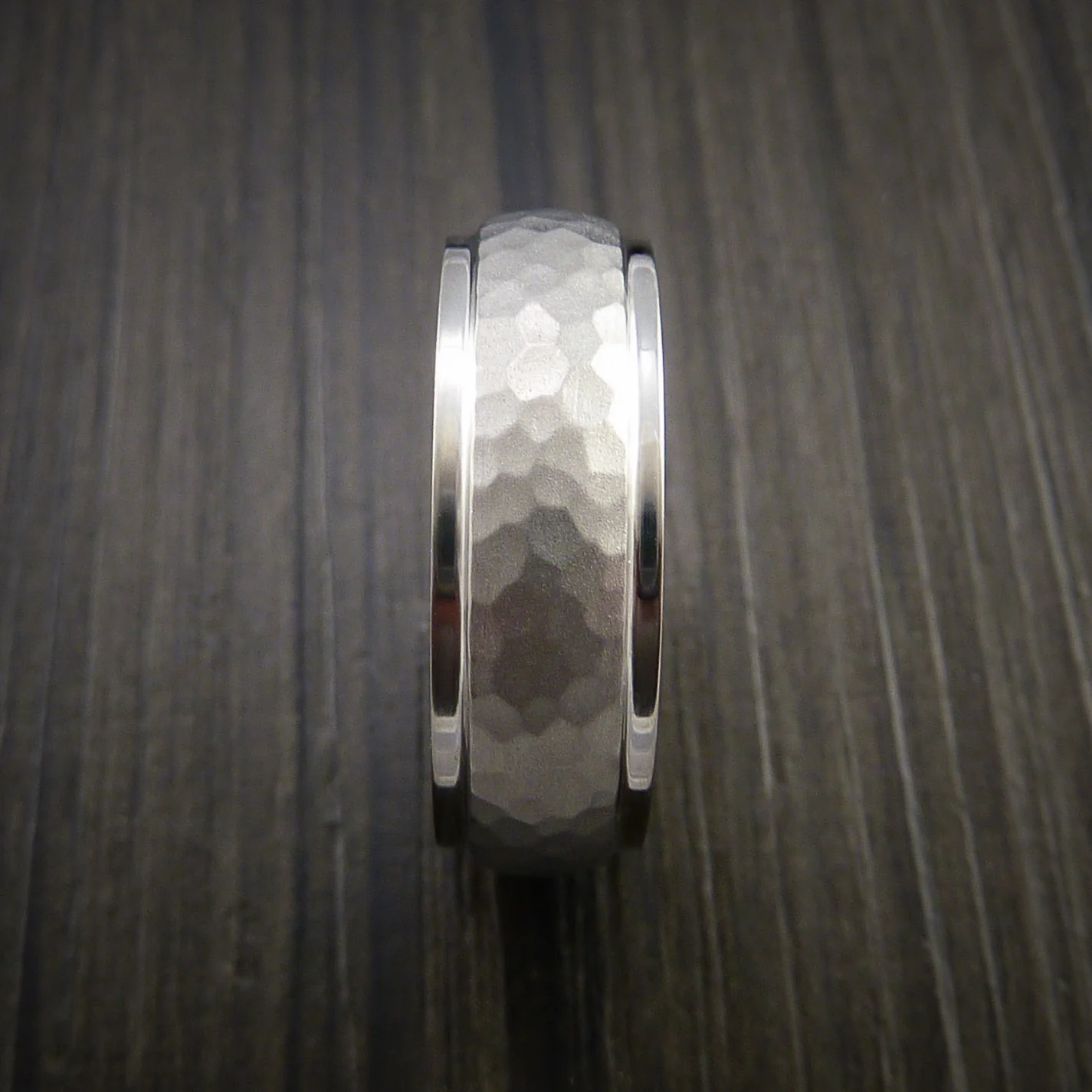 Cobalt Chrome Hammer Finish Wedding Band Engagement Men's Ring - Image 4