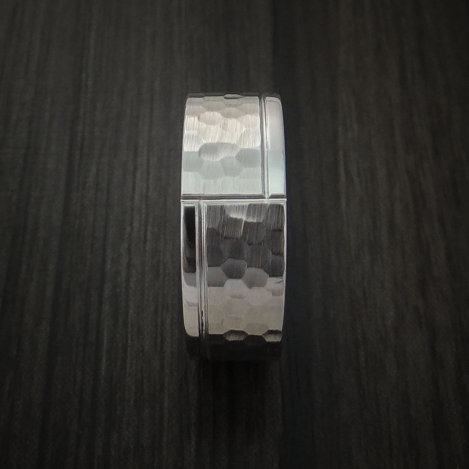 Cobalt Chrome Hammered Men's Ring with Modern Design Custom Made Band - Image 3