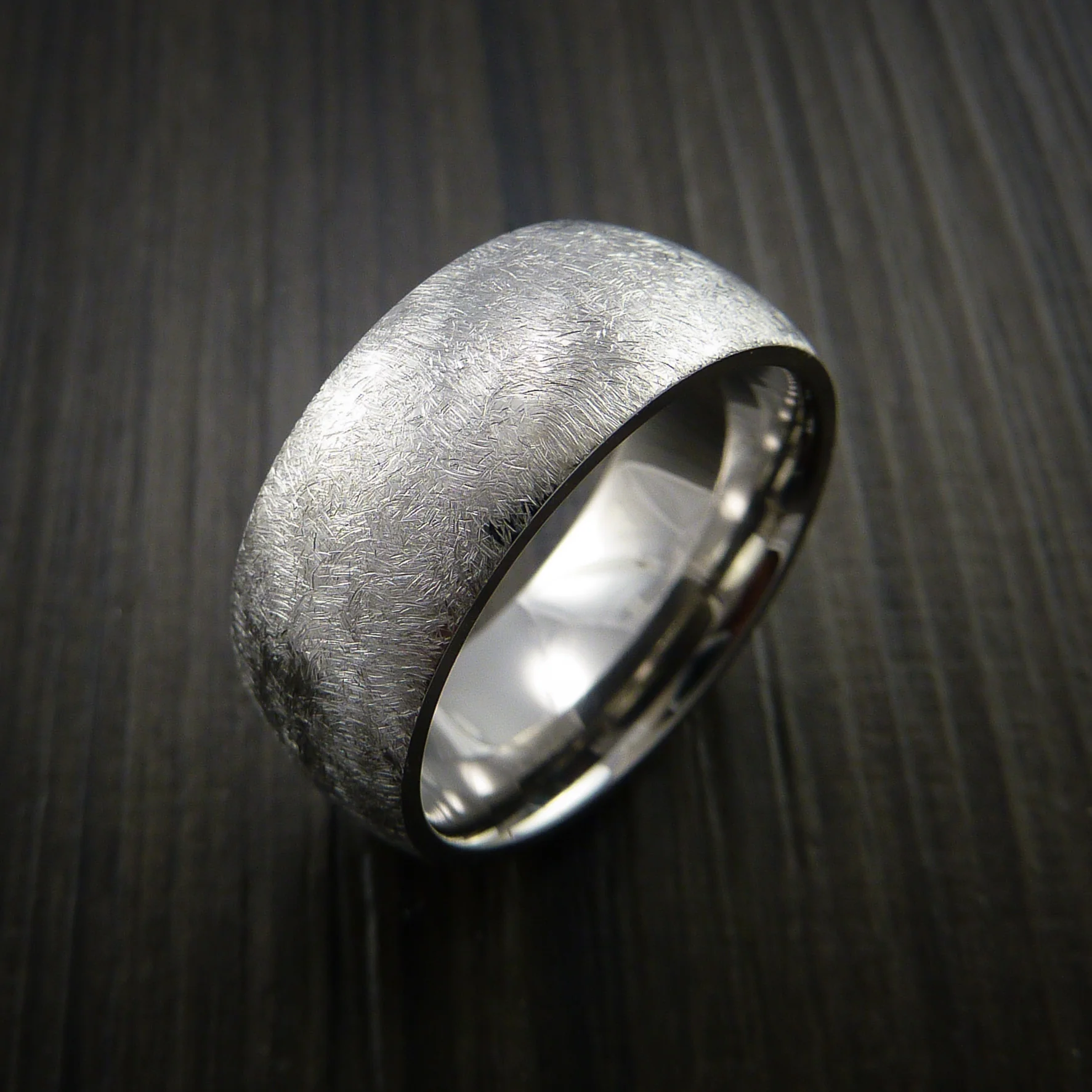 Cobalt Chrome Men's Ring Distressed Smooth Finish Band - Image 4