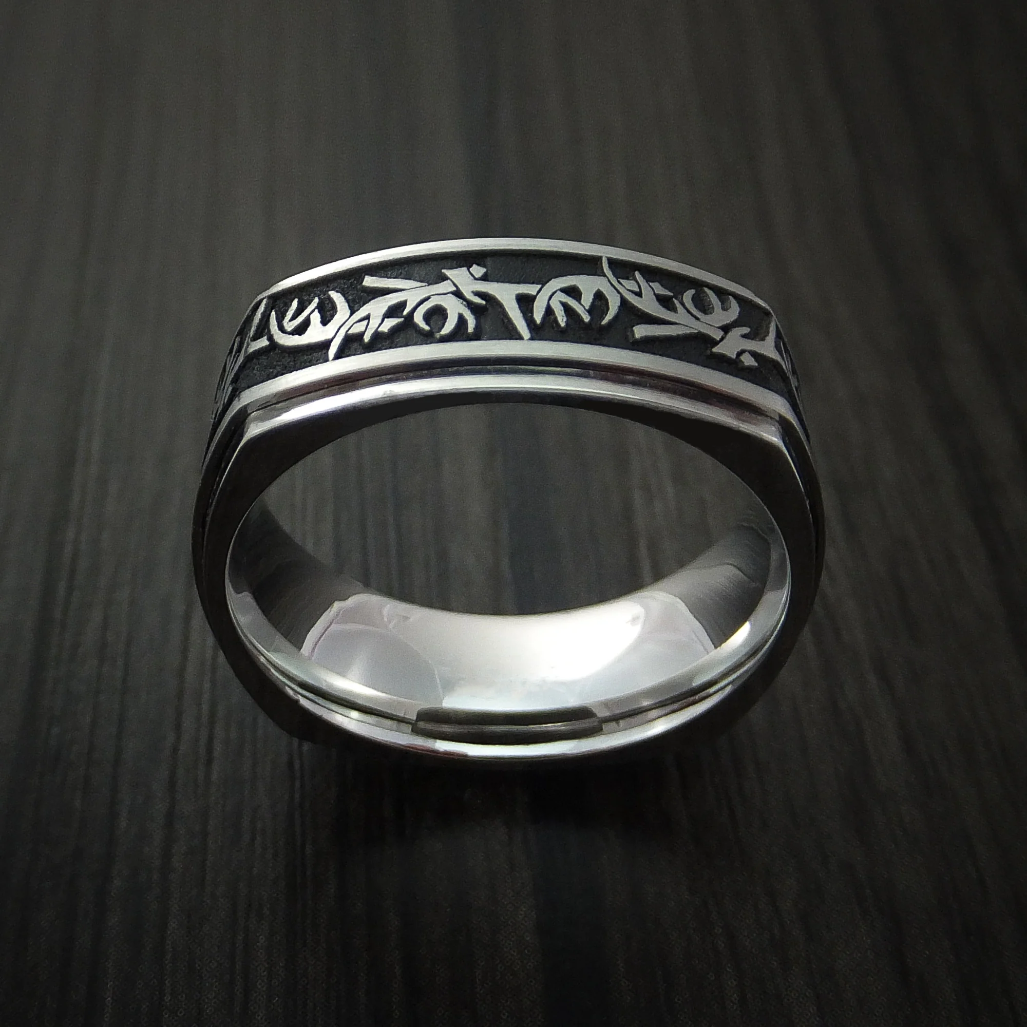 Cobalt Chrome Square Antler Hunting Men's Ring Custom Made - Image 3