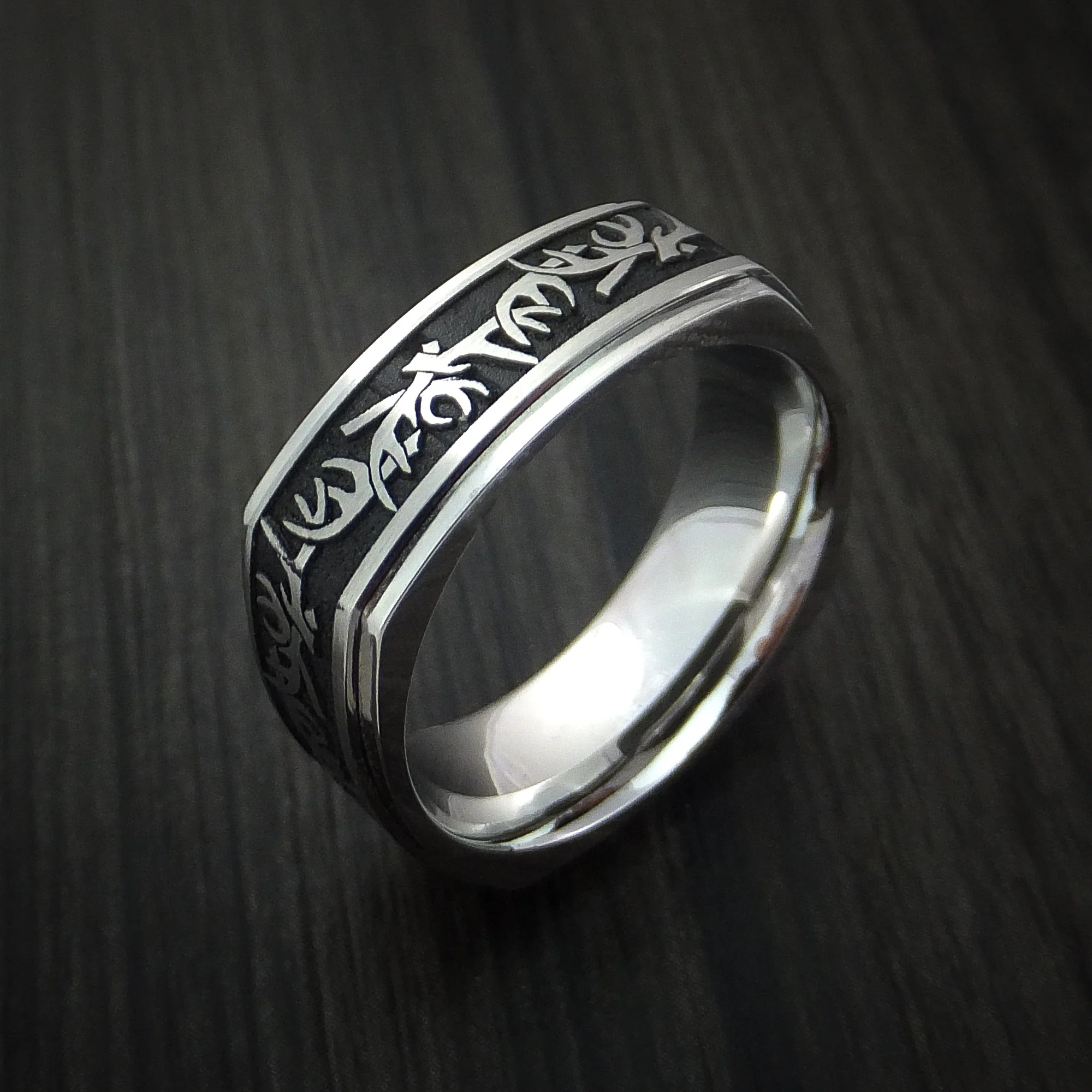 Cobalt Chrome Square Antler Hunting Men's Ring Custom Made - Image 4