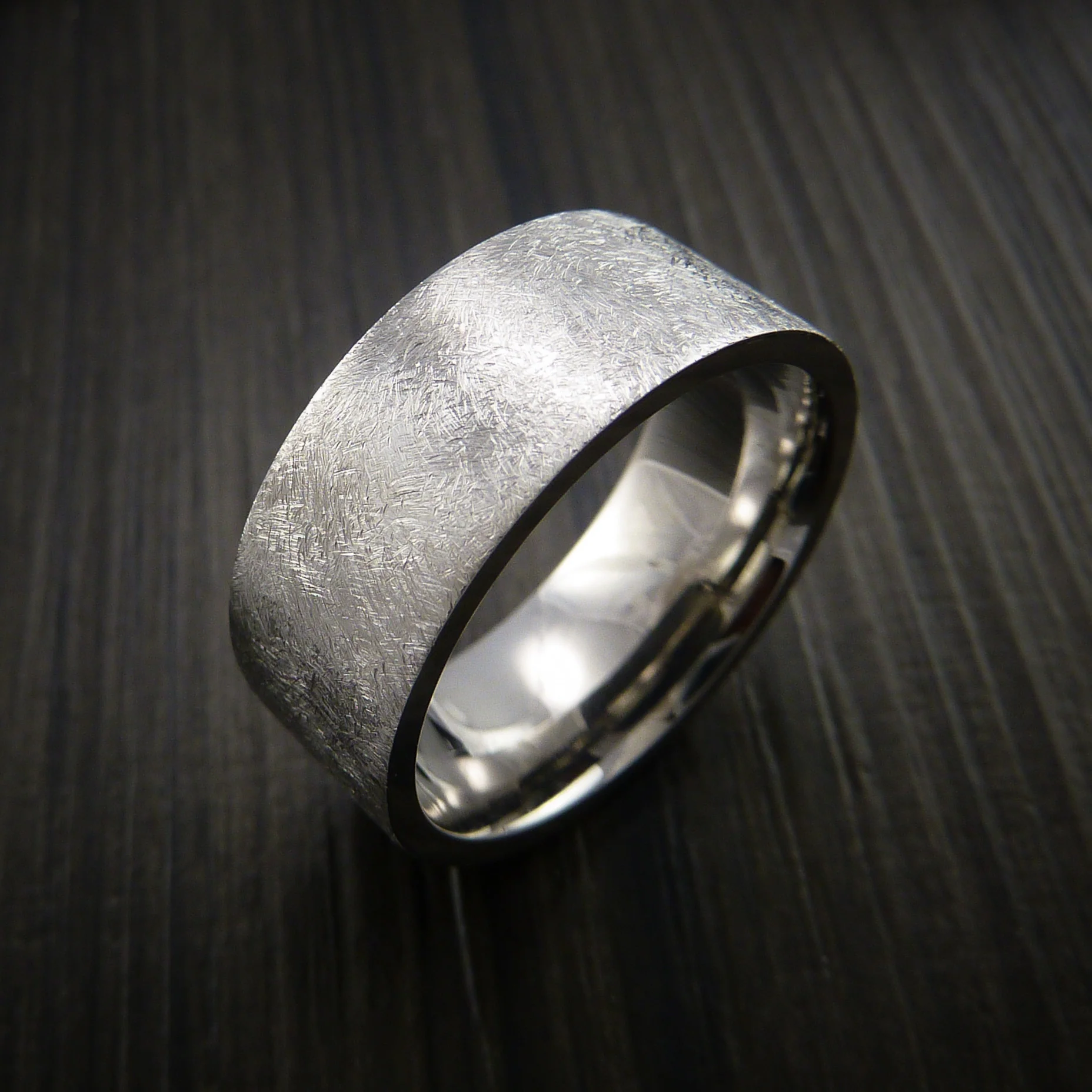 Cobalt Chrome Wide Men's Ring Distressed Smooth Finish Band - Image 4