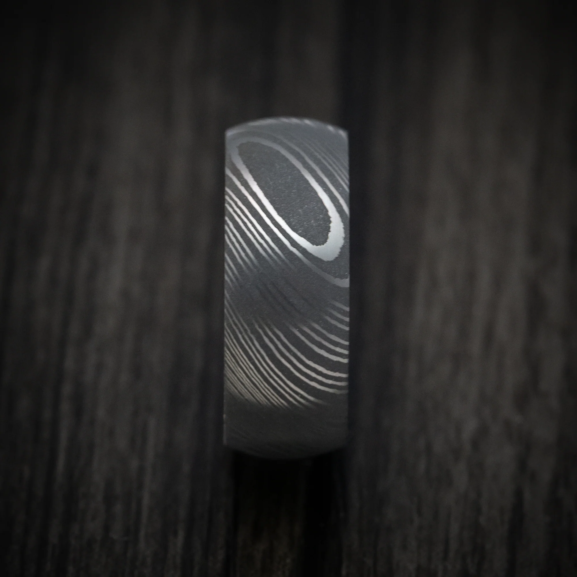 Damascus Steel and DiamondCast Sleeve Men's Ring Custom Made - Image 4