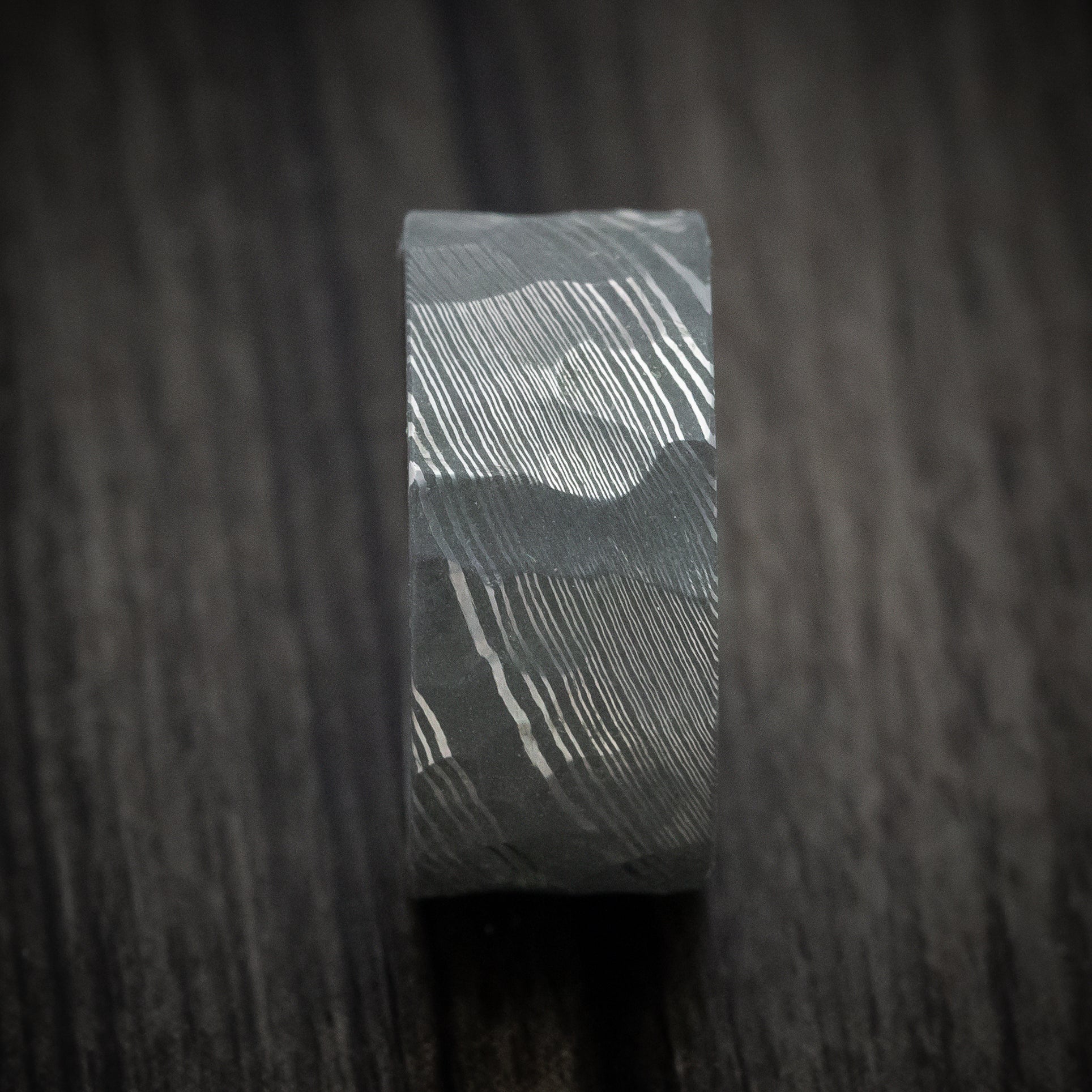 Damascus Steel and Dichrolam Sleeve Men's Ring Custom Made Band - Image 3