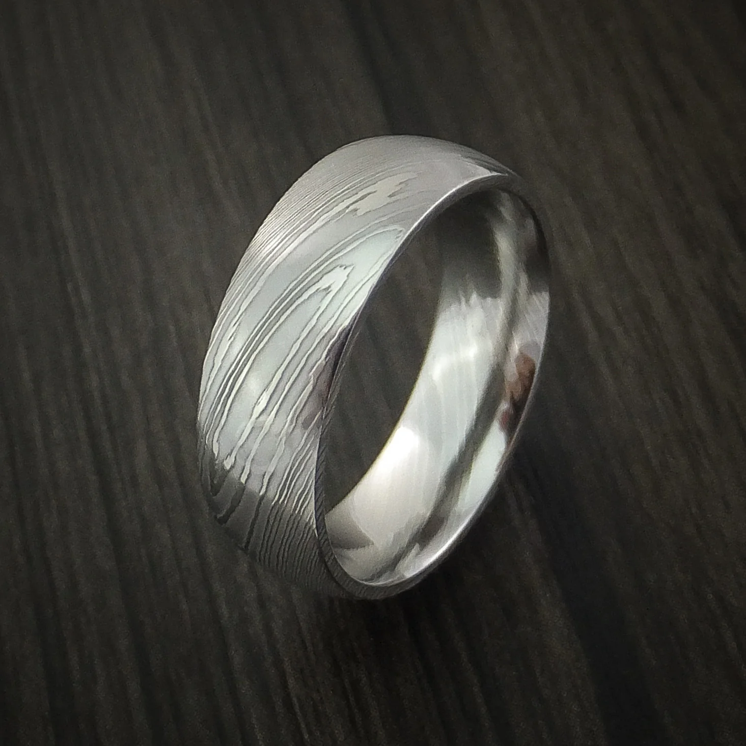Damascus Steel Men's Ring Wedding Band Custom Made - Image 4