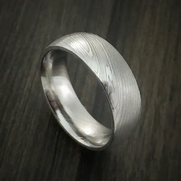 Damascus Steel Men's Ring Wedding Band Custom Made - Image 5