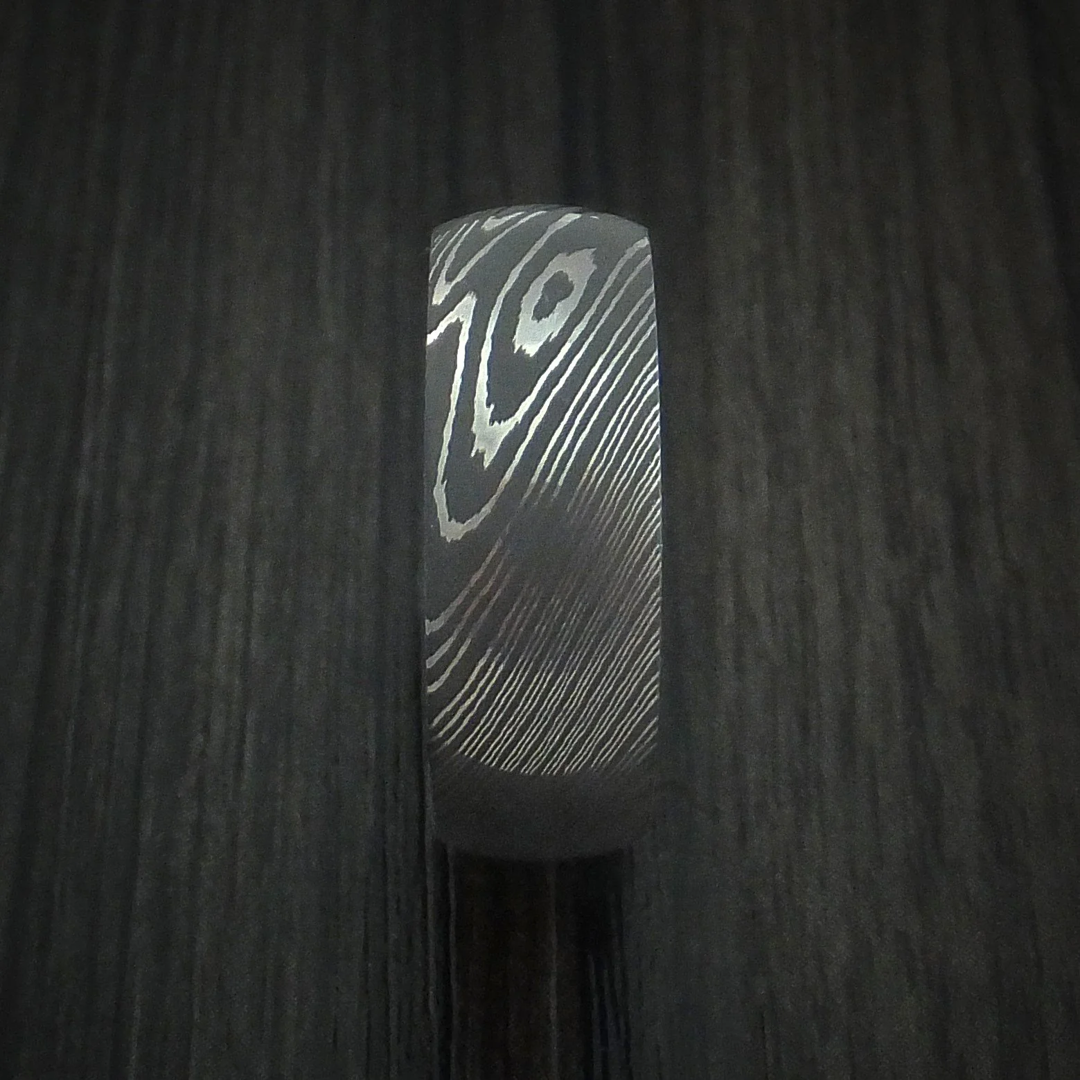 Damascus Steel Men's Ring with Hardwood Interior Sleeve Custom Made - Image 3