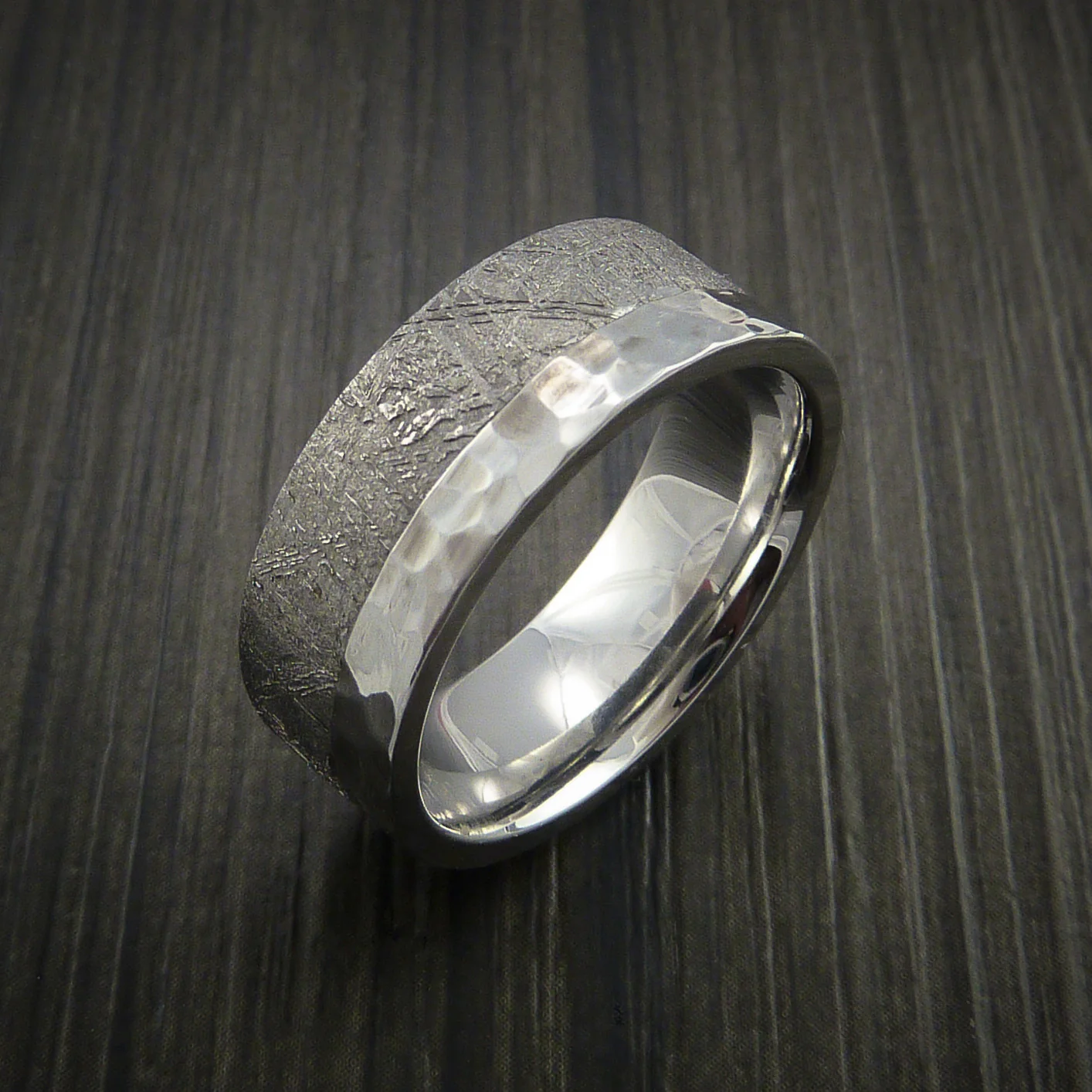 Gibeon Meteorite in Cobalt Chrome Wedding Men's Band - Image 4