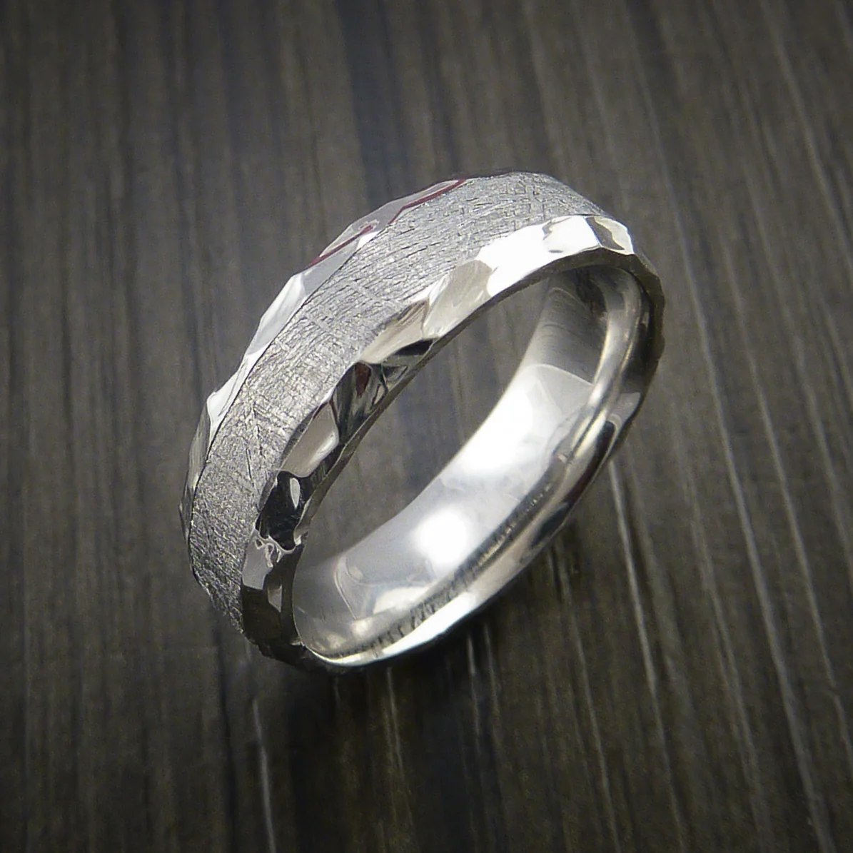 Gibeon Meteorite in Cobalt Chrome Wedding Men's Band - Image 4