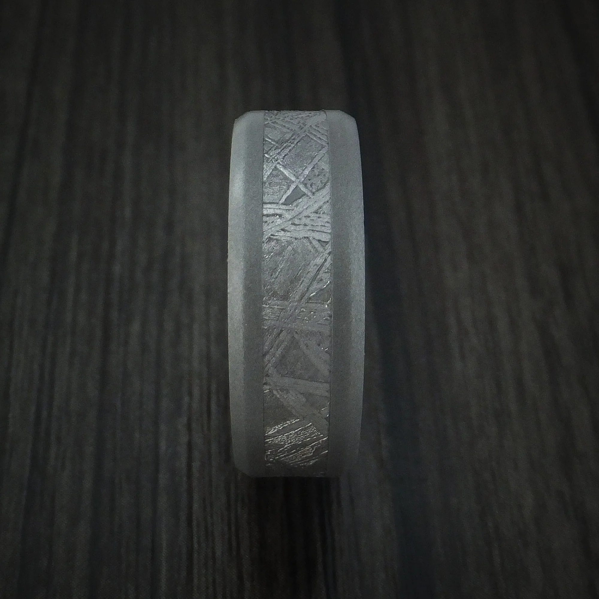 Gibeon Meteorite in Titanium Wedding Men's Band - Image 3