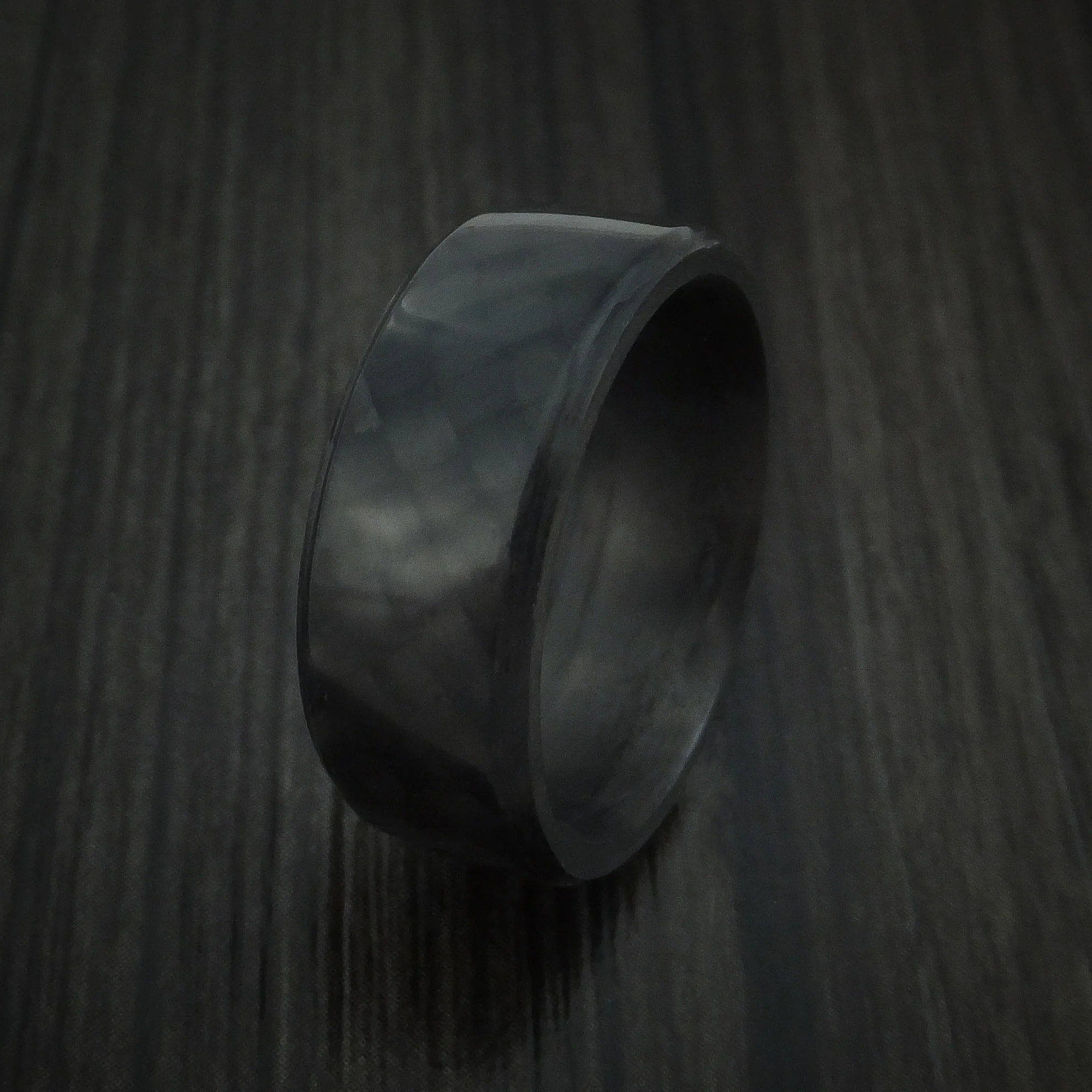 Solid Carbon Fiber Men's Ring Custom Made Angled Pattern Band - Image 4