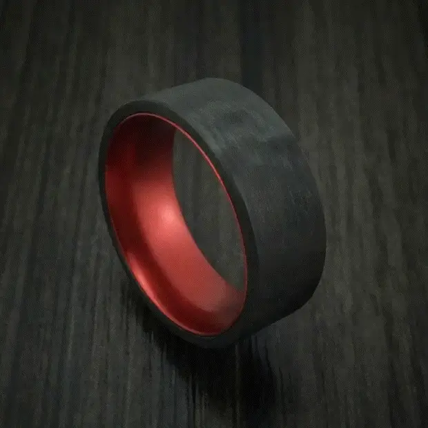 Solid Carbon Fiber Men's Ring with Anodized Sleeve Custom Made - Image 5