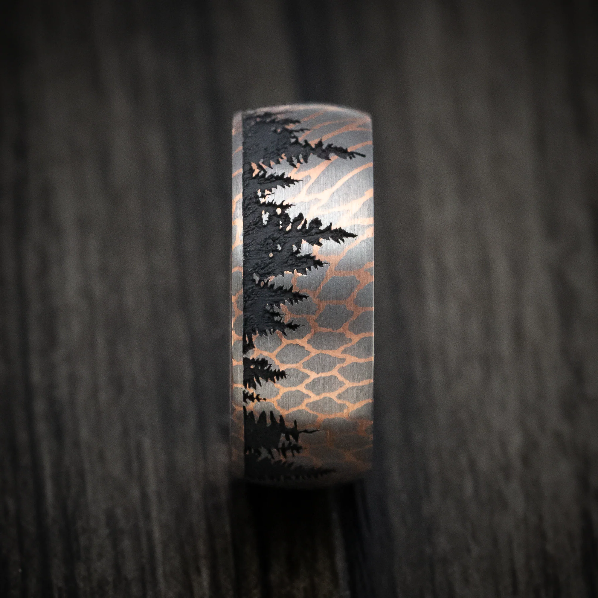 Superconductor Men's Ring with Spruce Pine Tree Design Custom Made Band - Image 3