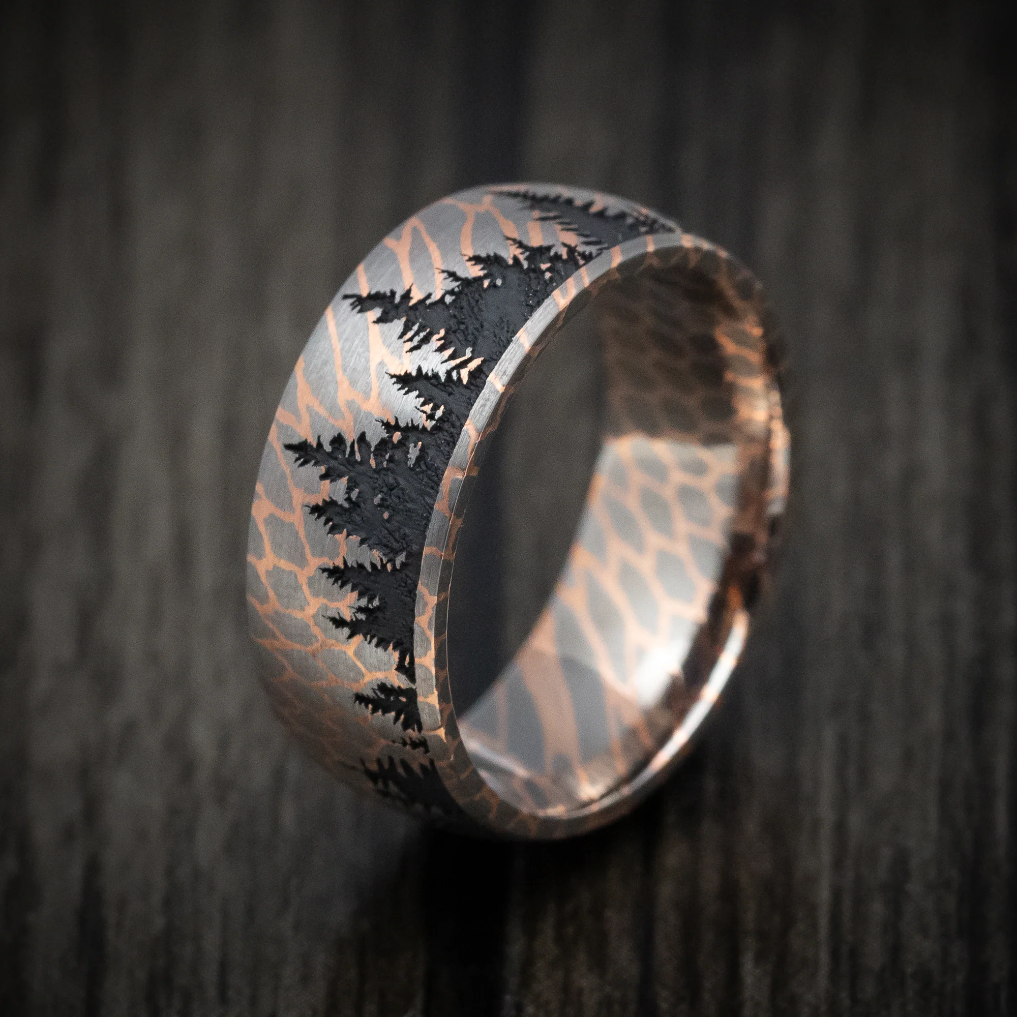 Superconductor Men's Ring with Spruce Pine Tree Design Custom Made Band - Image 4
