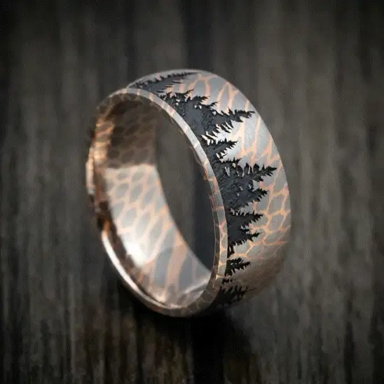 Superconductor Men's Ring with Spruce Pine Tree Design Custom Made Band - Image 5