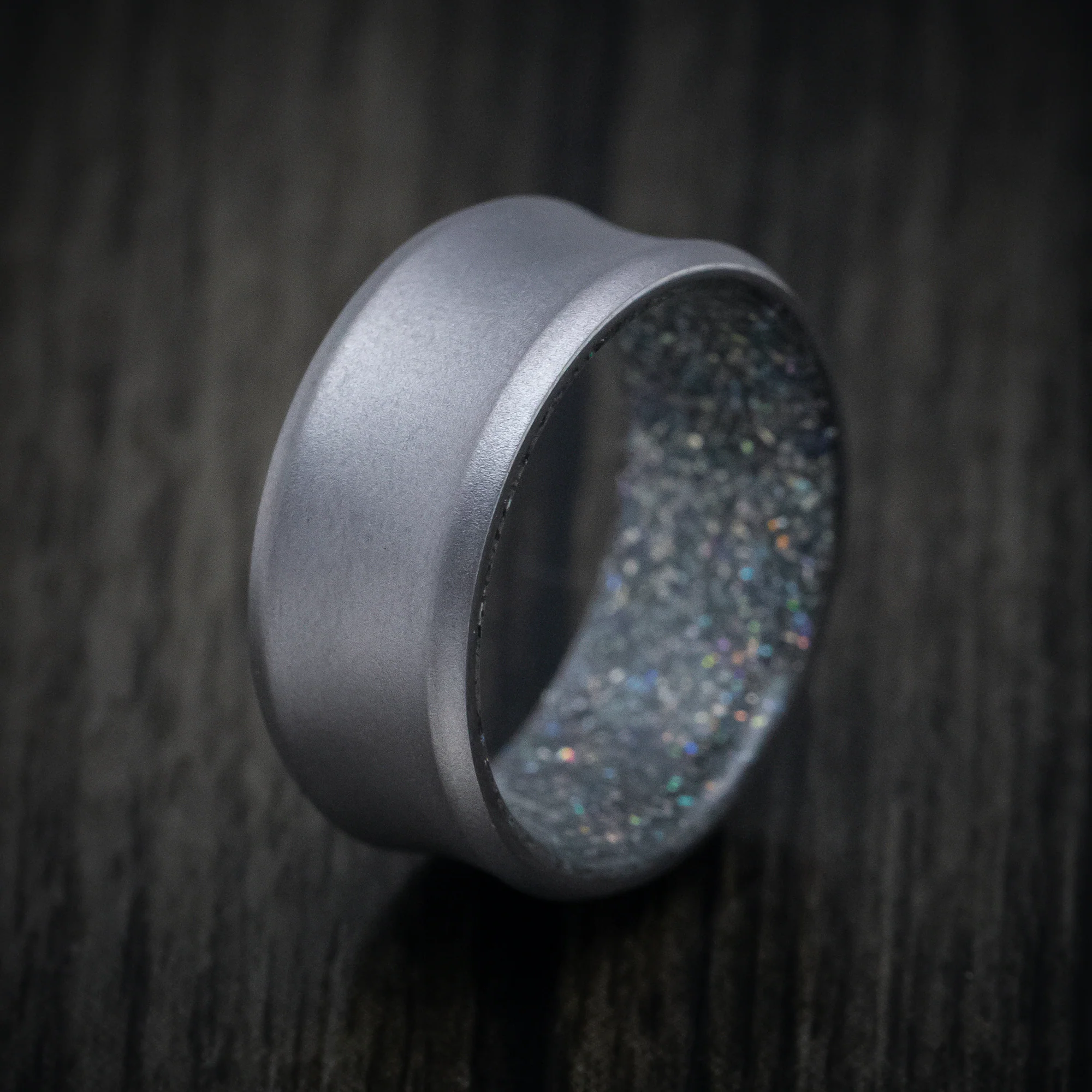 Tantalum and DiamondCast Sleeve Concave Men's Ring Custom Made - Image 5