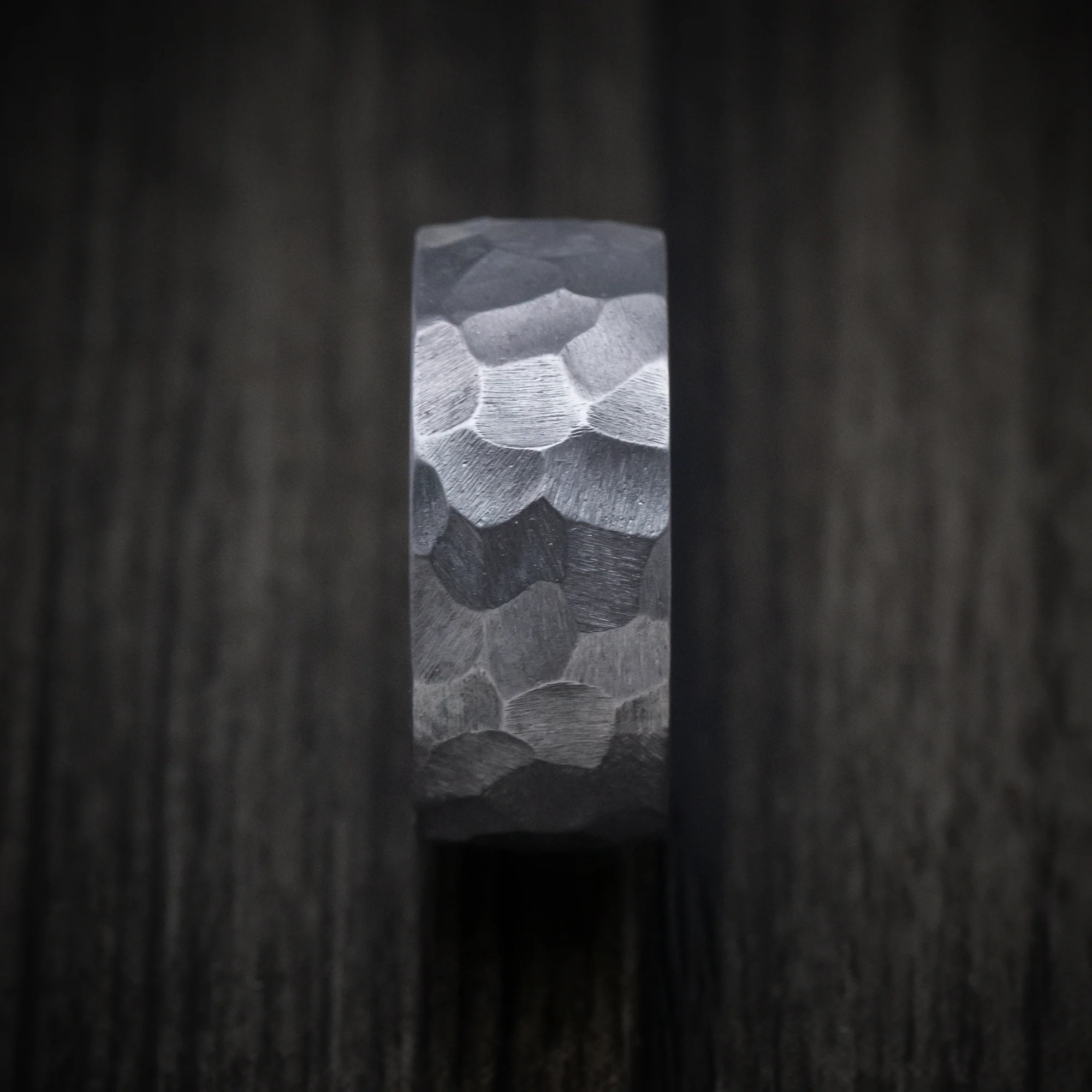Tantalum and DiamondCast Sleeve Hammered Men's Ring Custom Made - Image 3