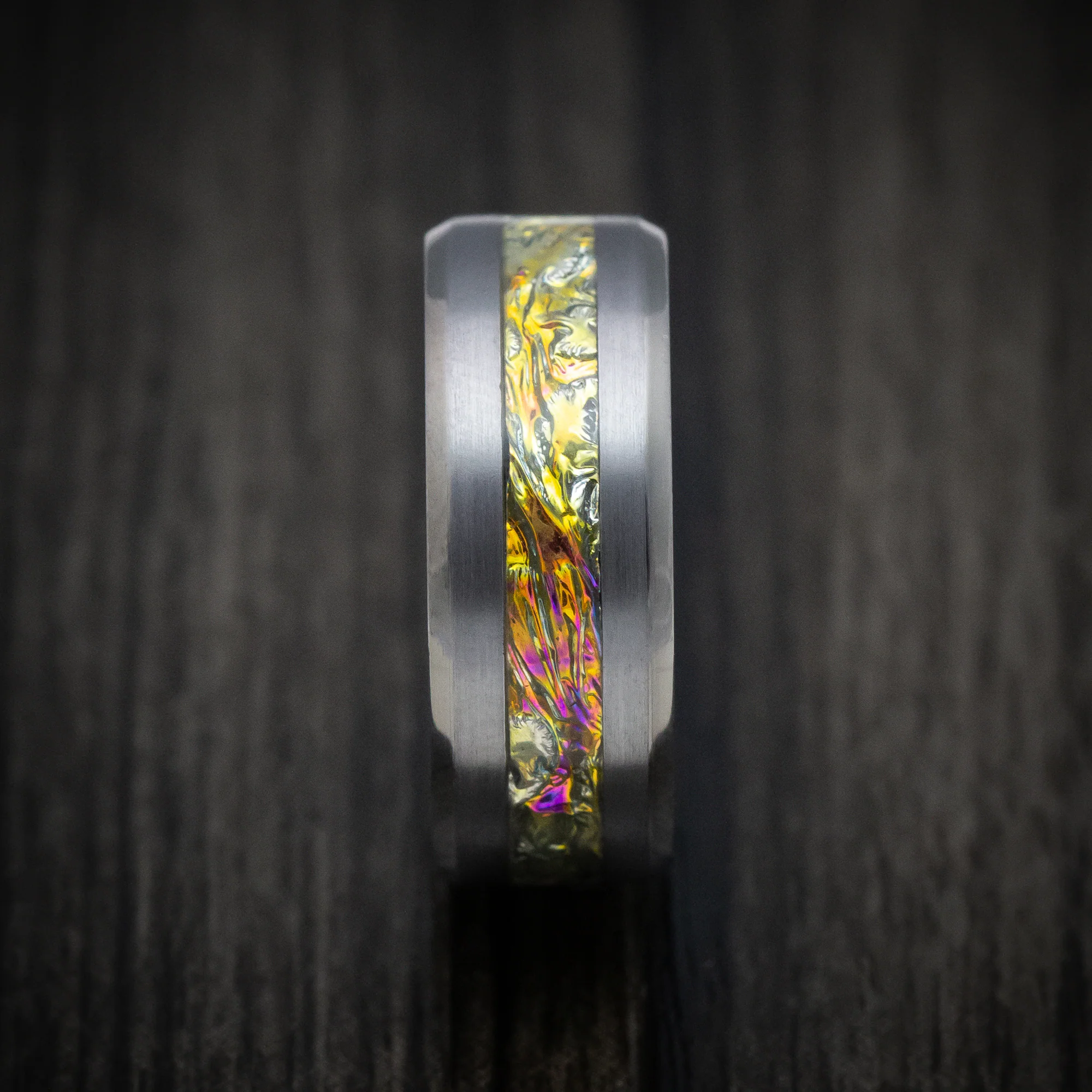Tantalum and Dichrolam Inlay Men's Ring Custom Made Band - Image 3