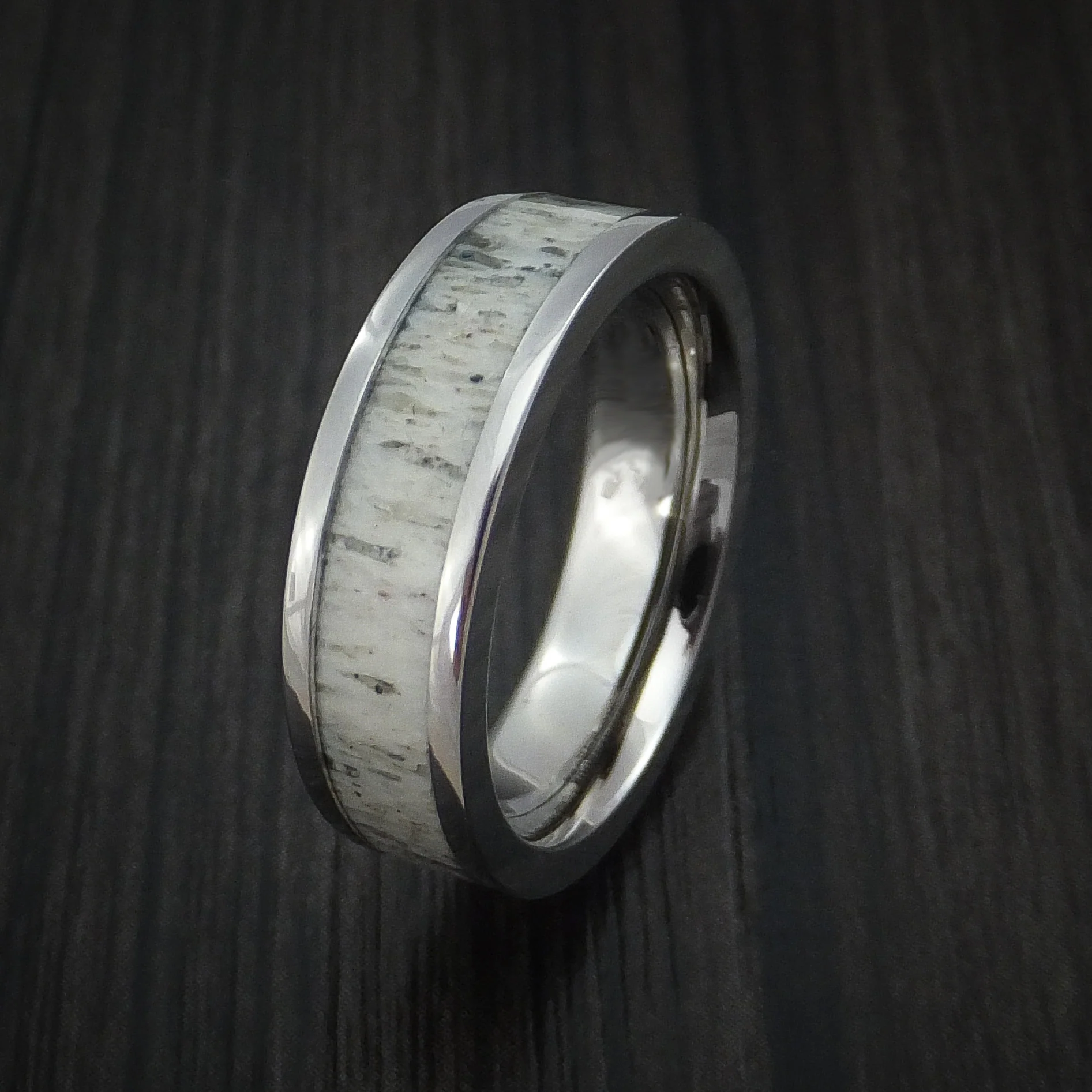 Titanium and Antler Men's Ring Custom Made Band - Image 4