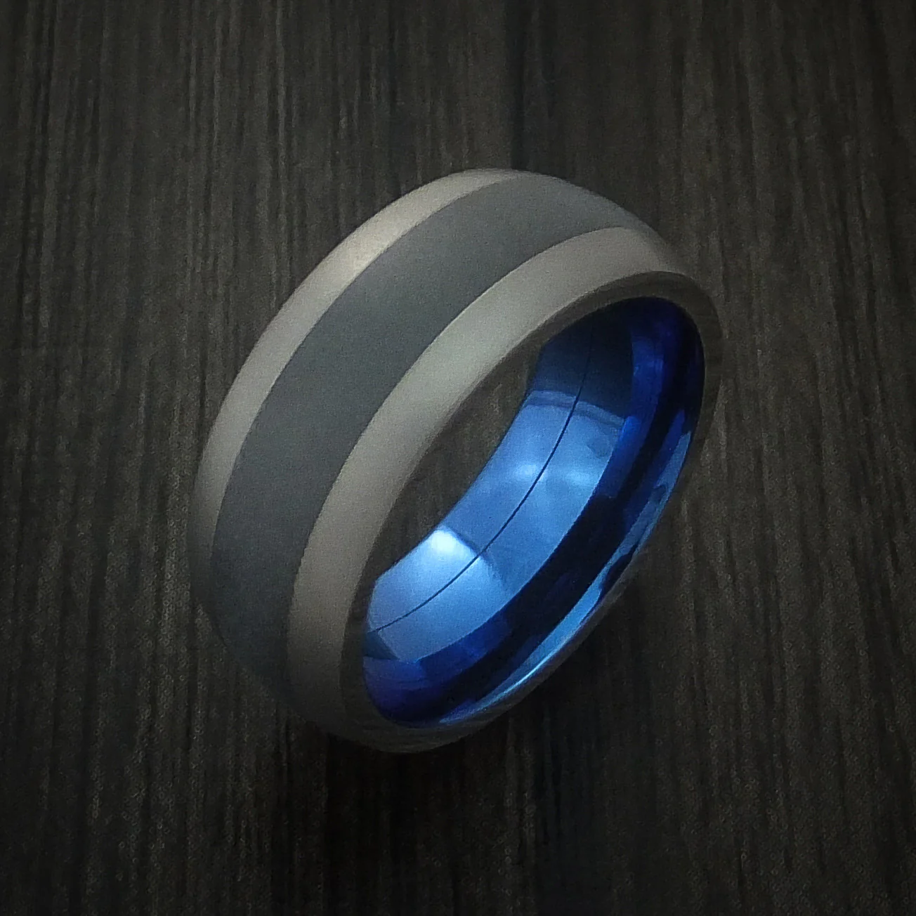 Titanium and Black Zirconium Inlay and Anodized Inside Custom Men's Ring Made - Image 4