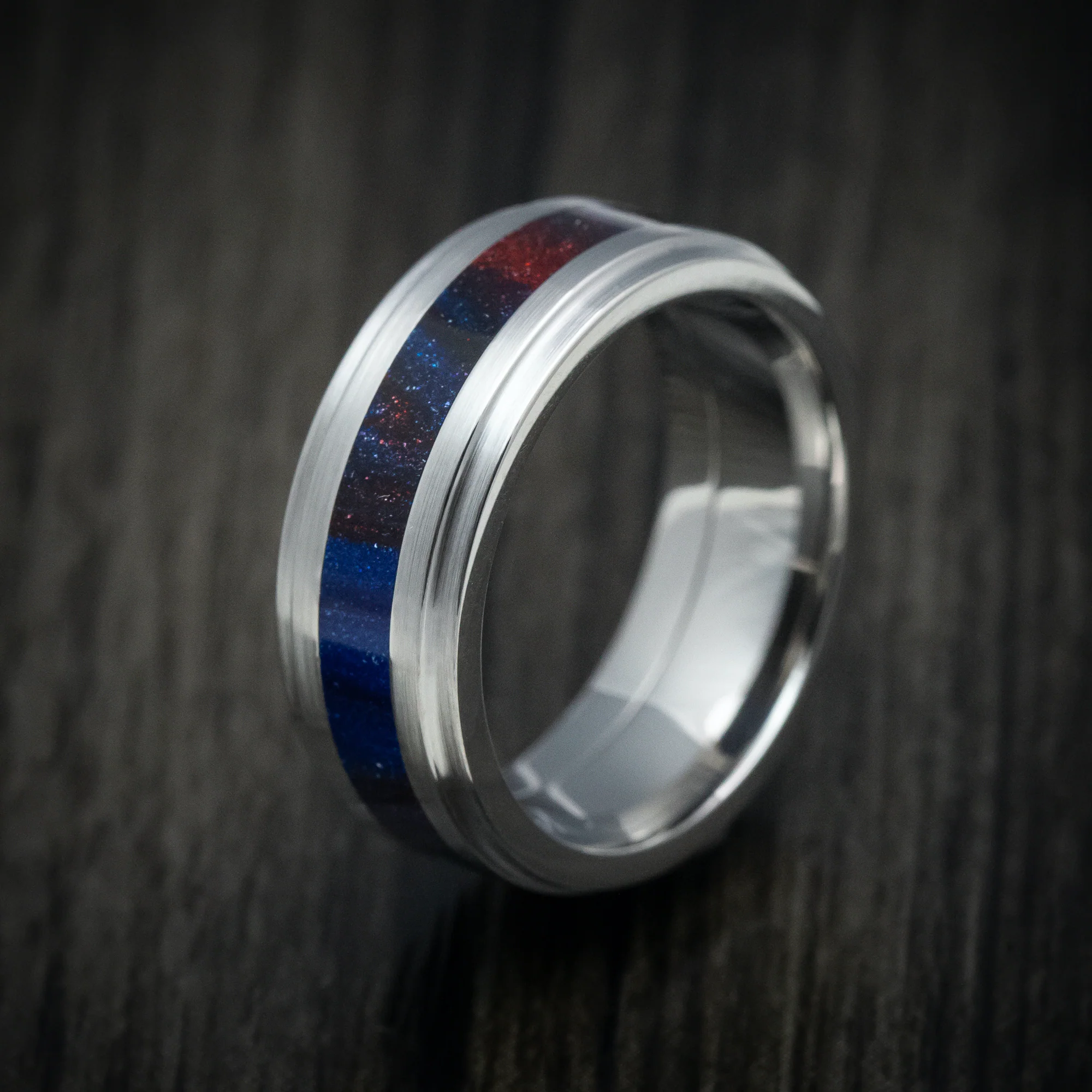Titanium and DiamondCast Inlay Men's Ring Custom Made - Image 4