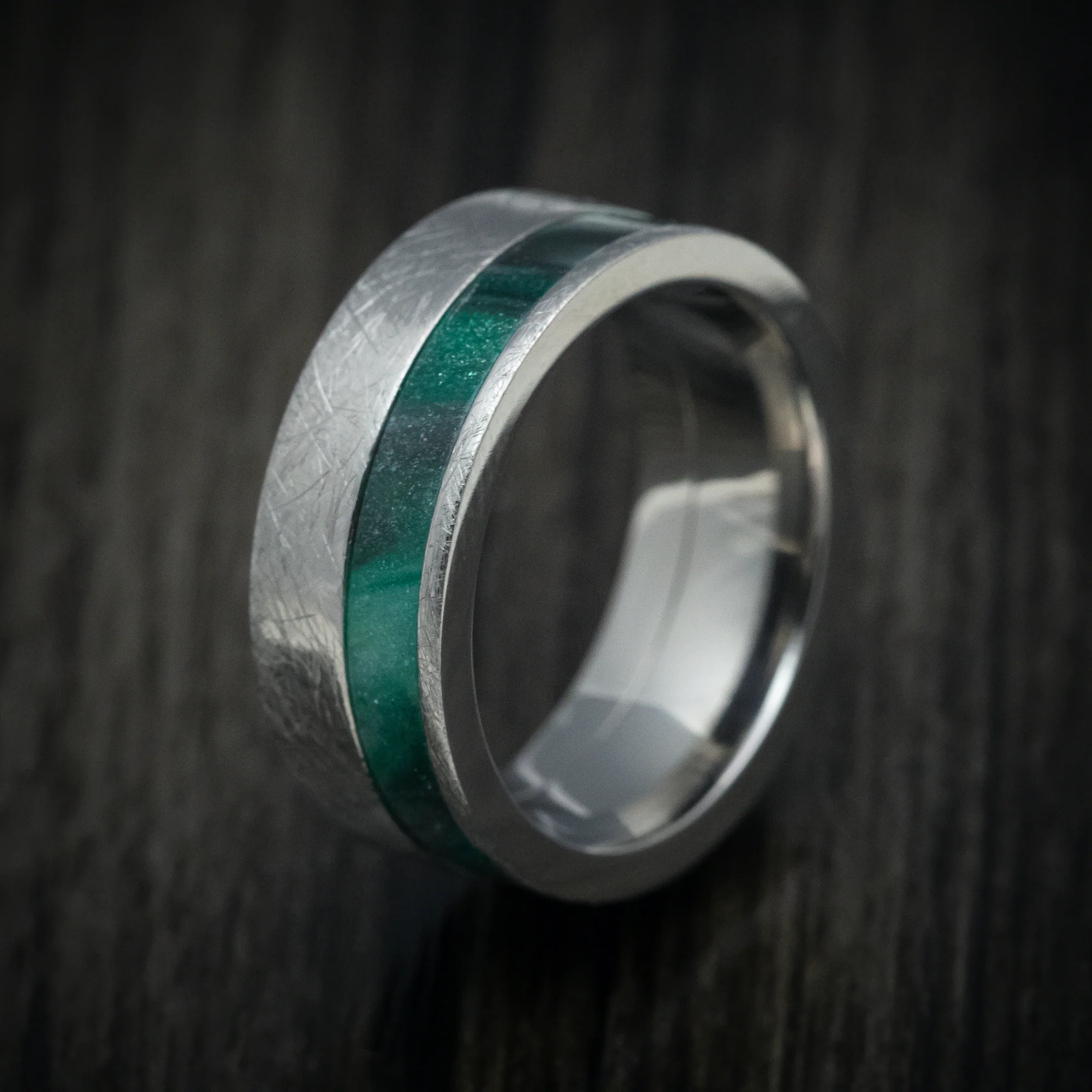 Titanium and DiamondCast Inlay Men's Ring Custom Made - Image 4