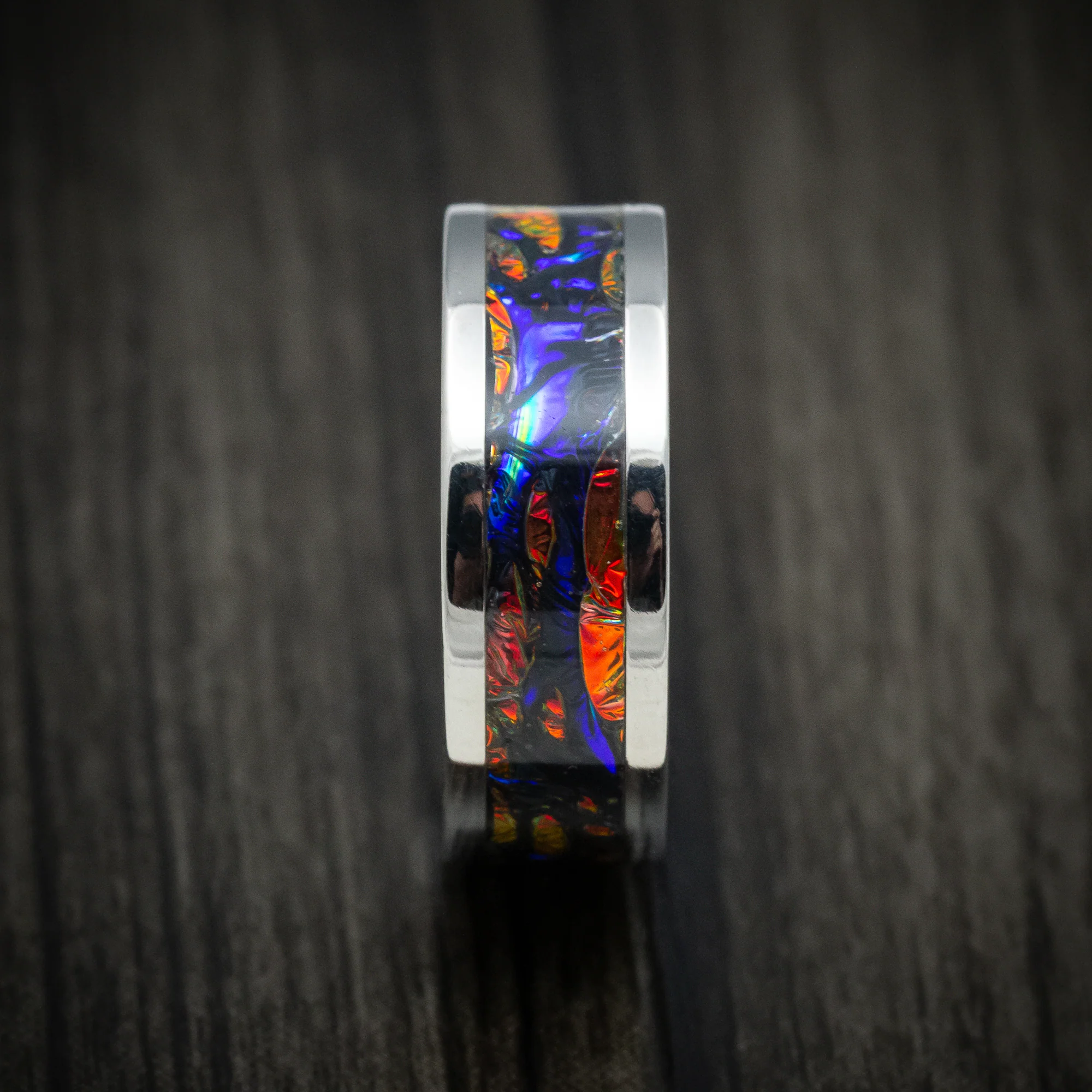 Titanium and Dichrolam Inlay Men's Ring Custom Made Band - Image 3