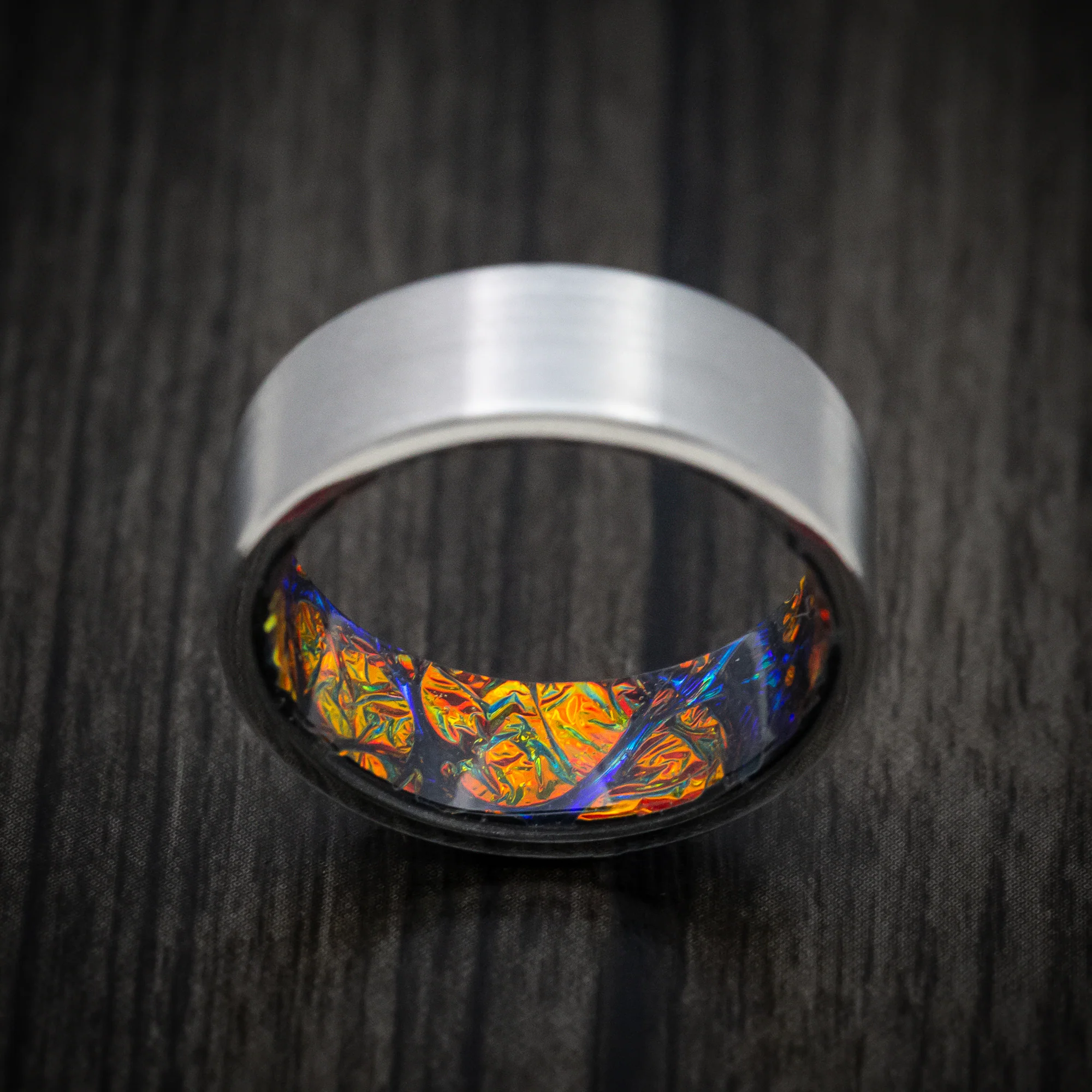 Titanium and Dichrolam Sleeve Men's Ring Custom Made Band - Image 3