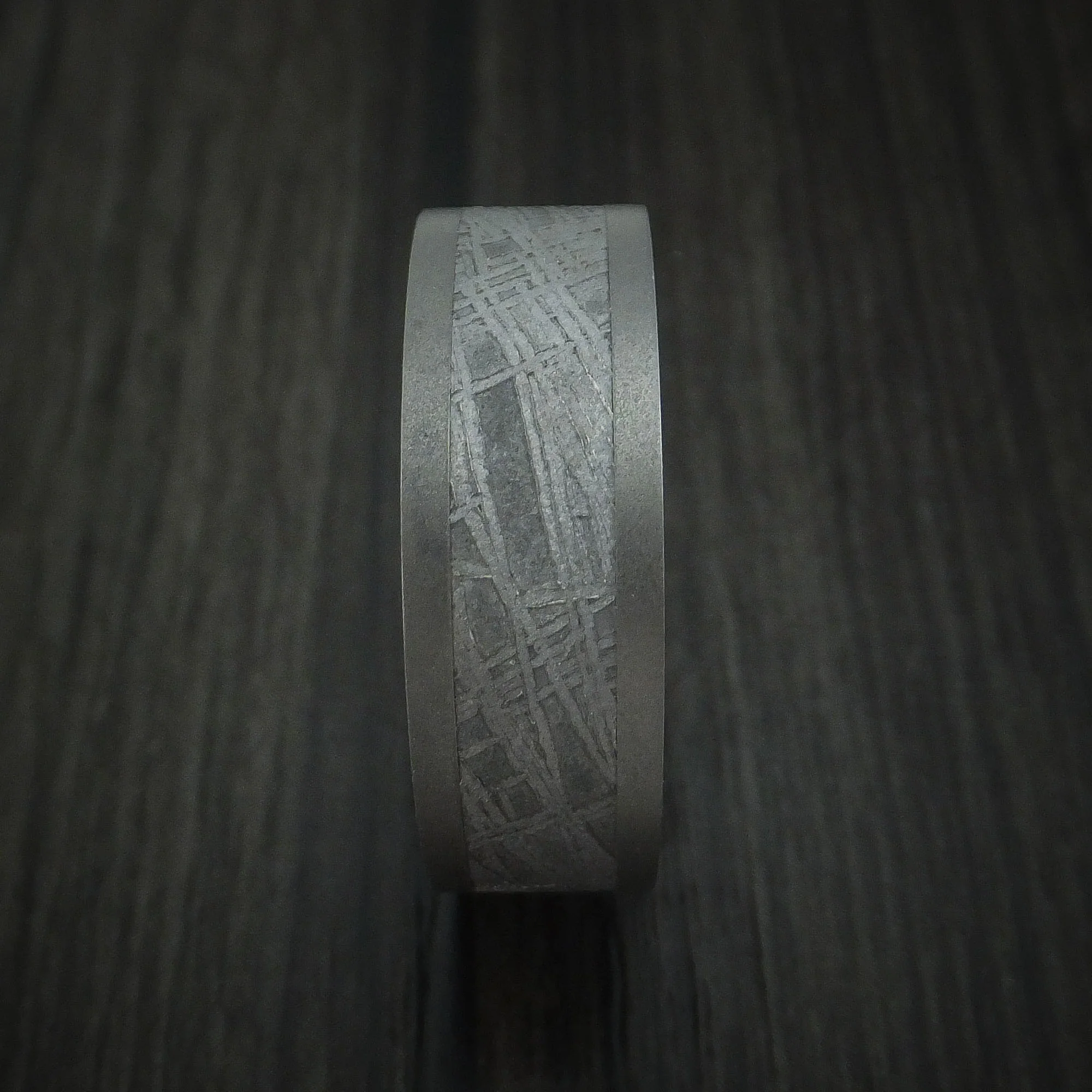Titanium and Gibeon Meteorite Men's Band with Hardwood Sleeve Custom Made Men's Band - Image 3