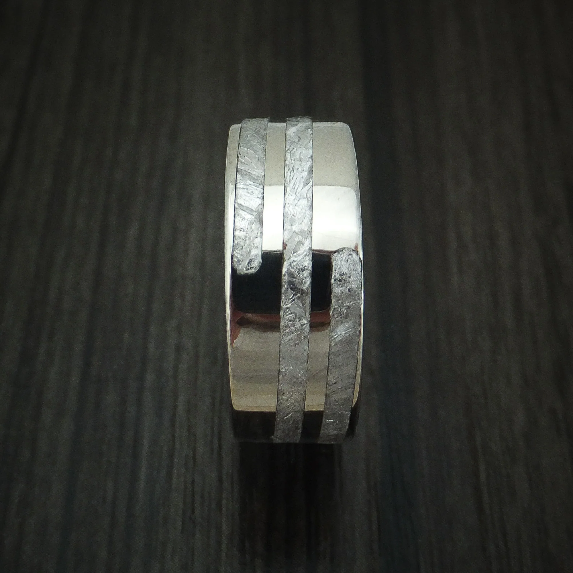 Titanium and Meteorite Spiral Design Custom Made Men's Ring - Image 3