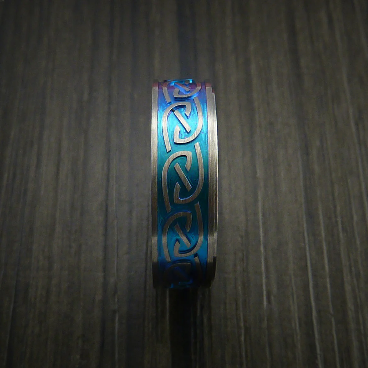 Titanium Anodized Celtic Band Infinity Symbolic Wedding Men's Ring Custom Made - Image 3