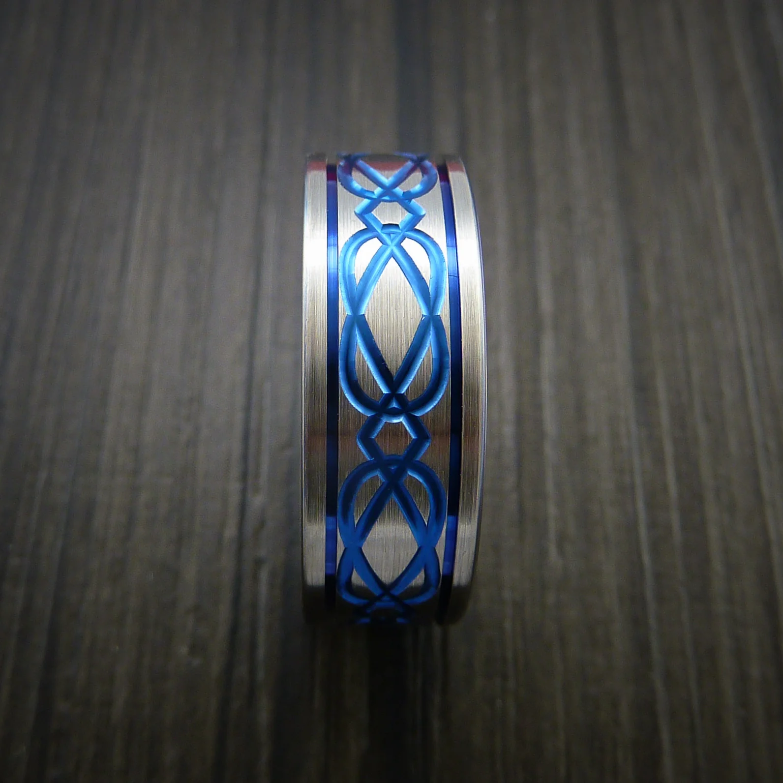 Titanium Celtic Band Wedding Men's Ring Custom Anodized Color Inlay - Image 3