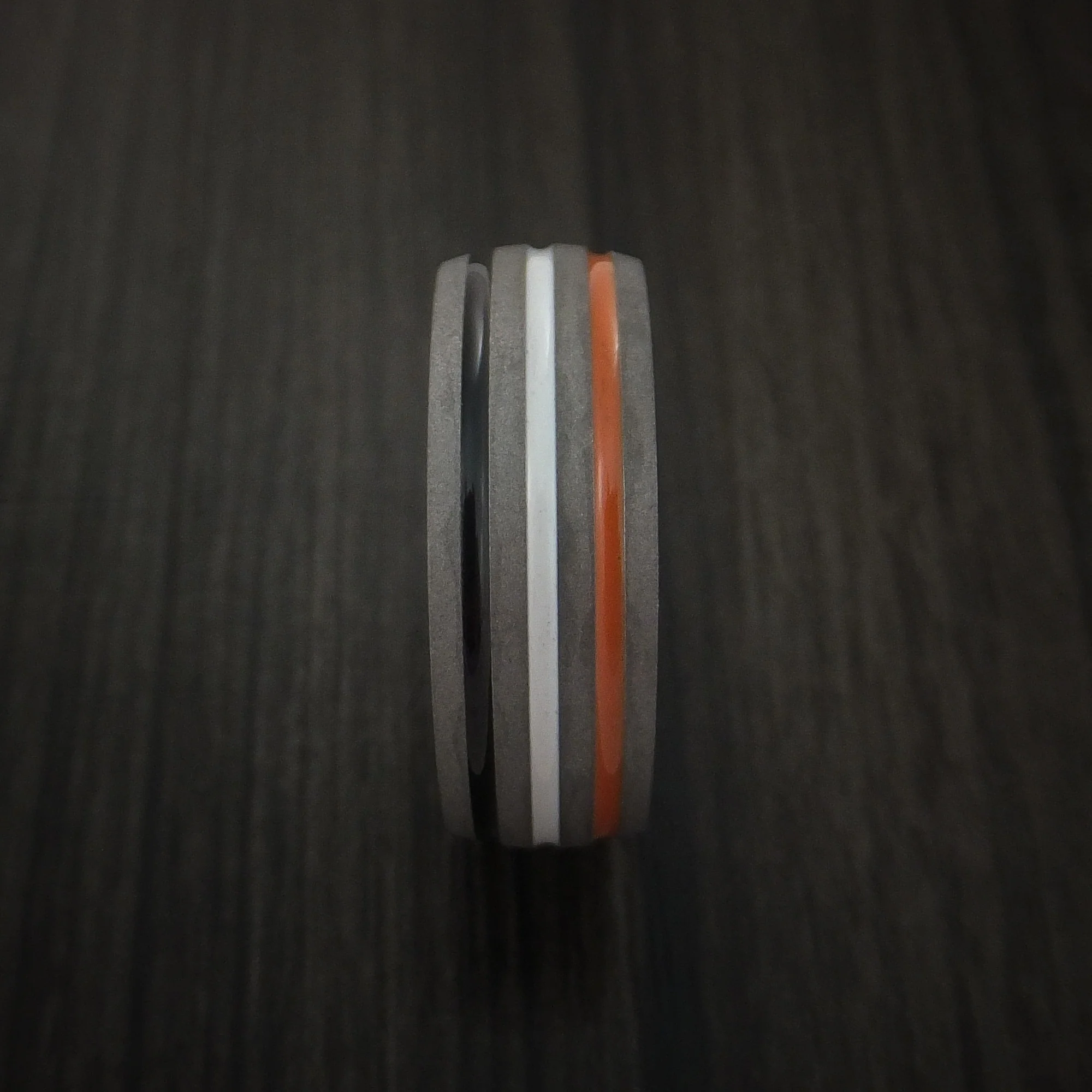 Titanium Men's Ring with Tri Color Inlay Custom Made Band - Image 4