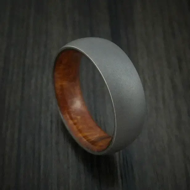Titanium Men's Ring with Hardwood Sleeve Custom Made Band - Image 4