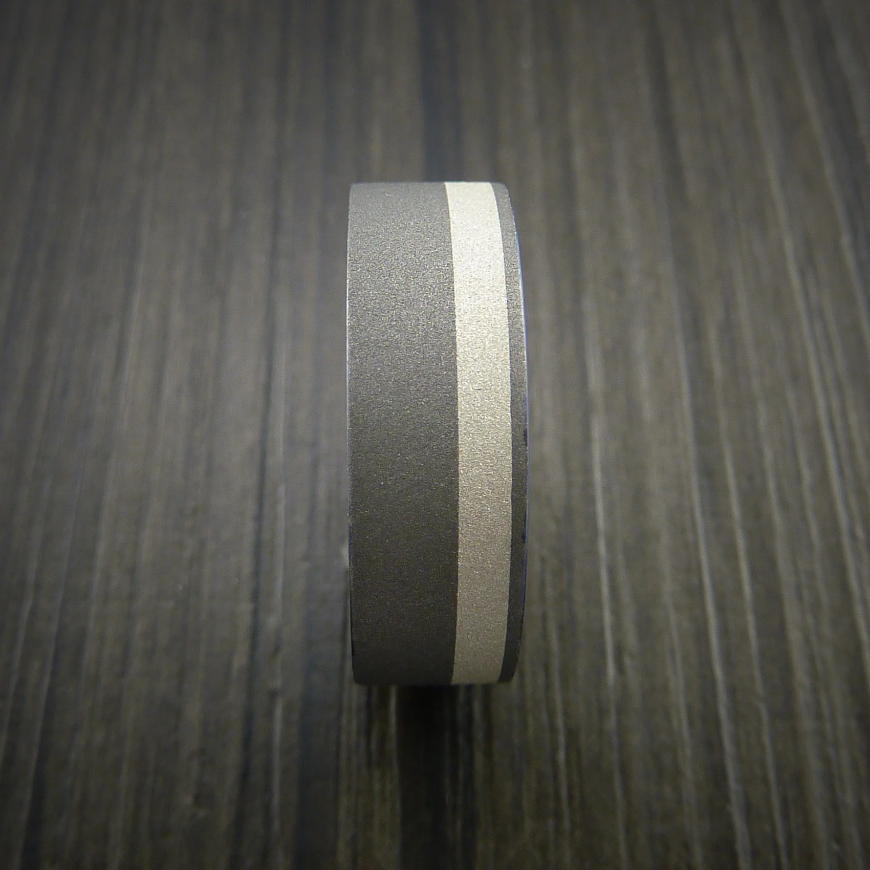 Titanium Men's Ring with Silver Inlay Wedding Band Anodized Blue Inside - Image 5
